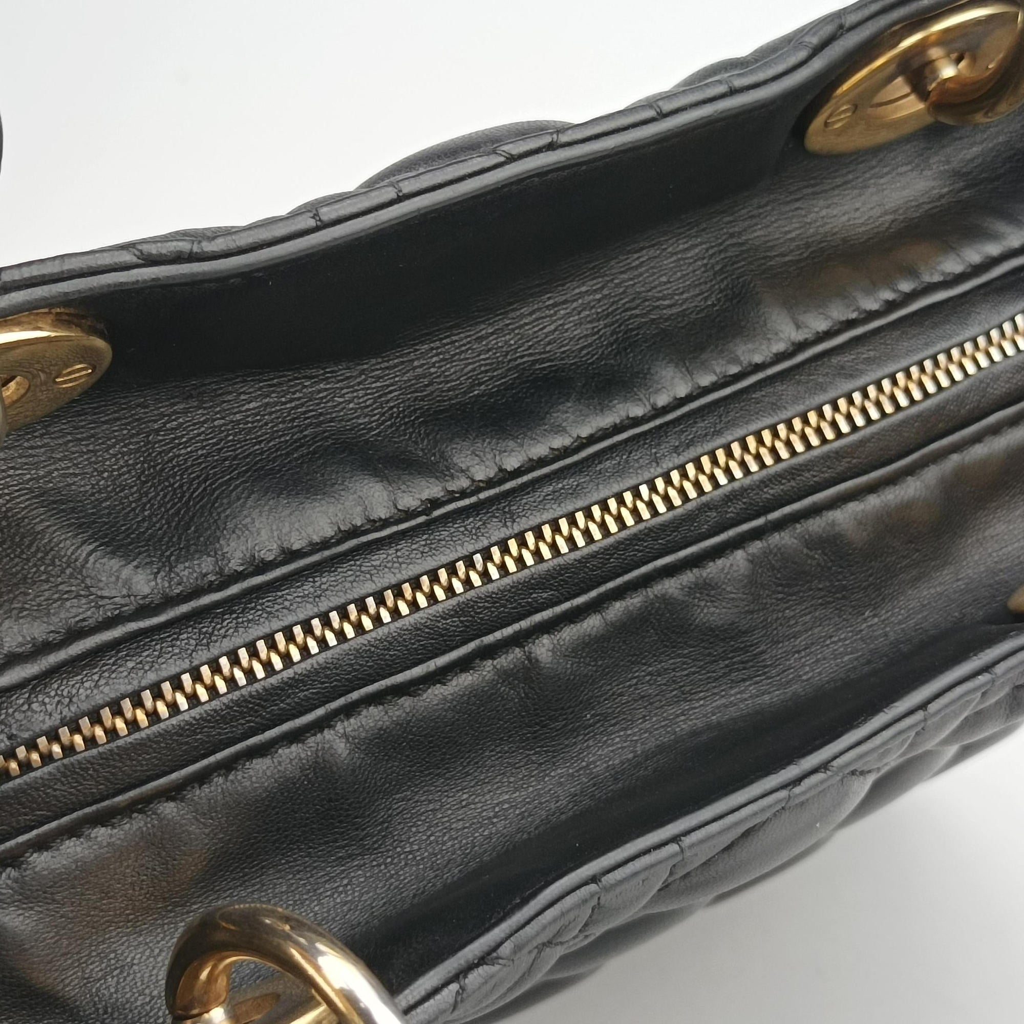 Pre-owned Christian Dior Lady Dior Black lambskin  shoulderbag | stylenewstar