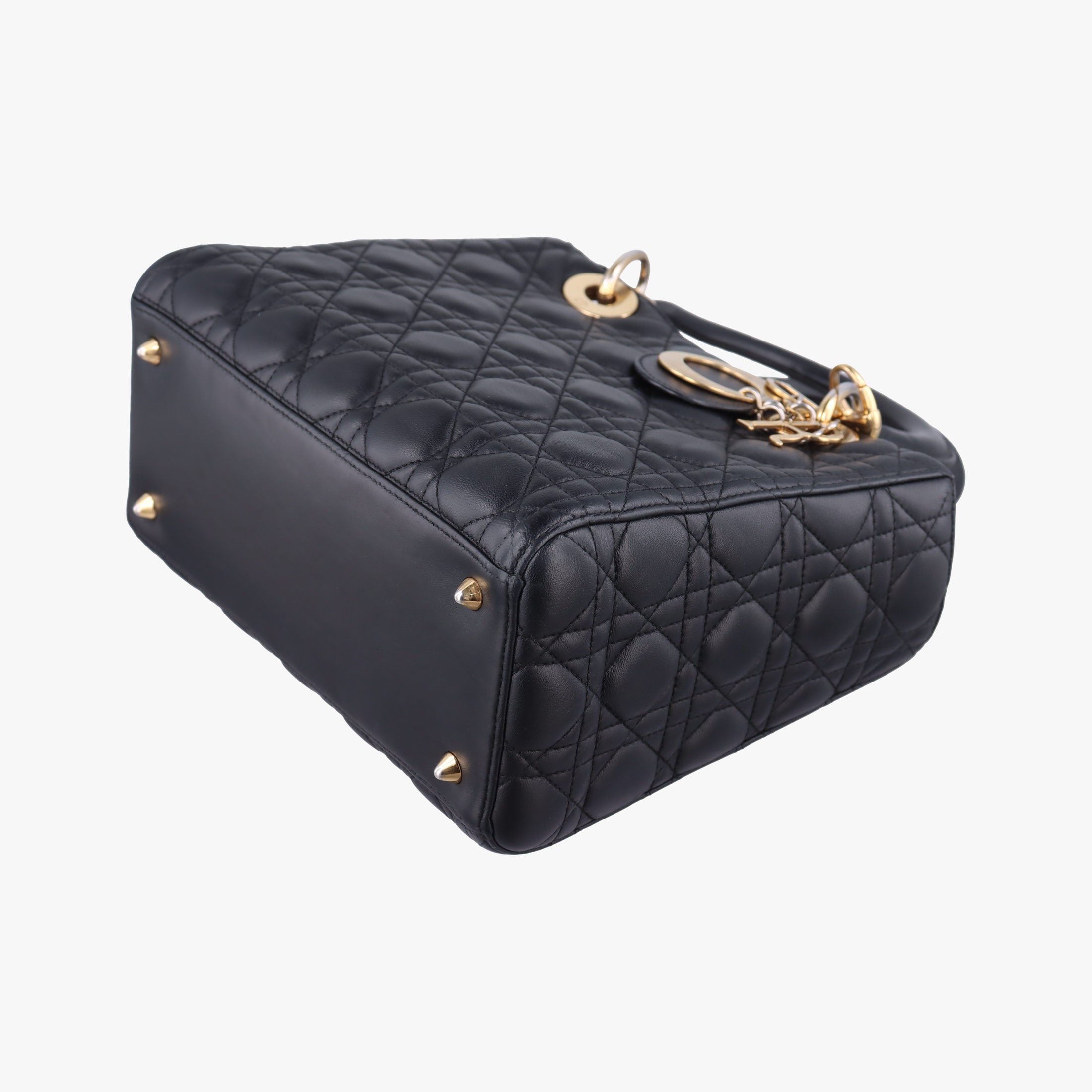 Pre-owned Christian Dior Lady Dior Black lambskin  shoulderbag | stylenewstar