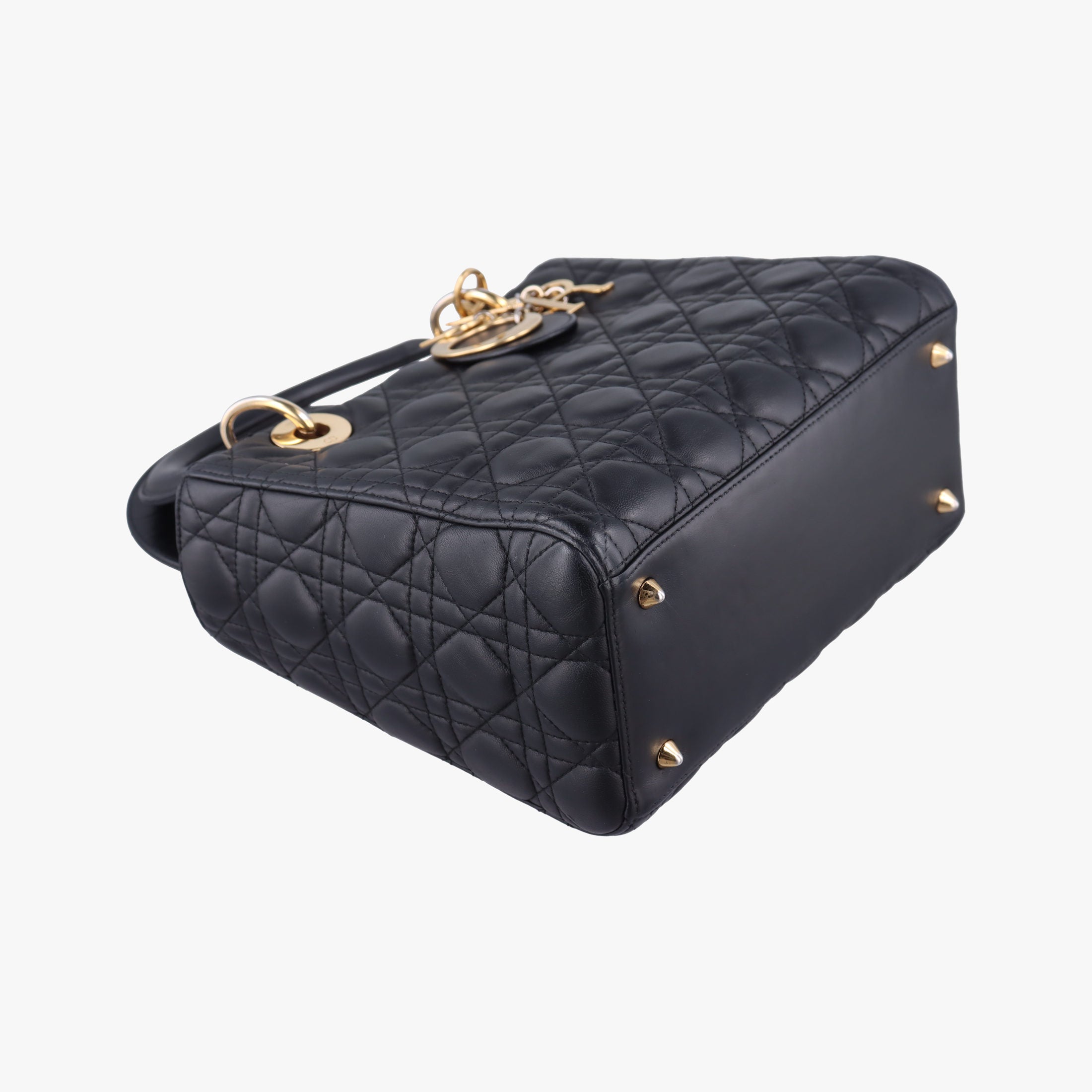 Pre-owned Christian Dior Lady Dior Black lambskin  shoulderbag | stylenewstar