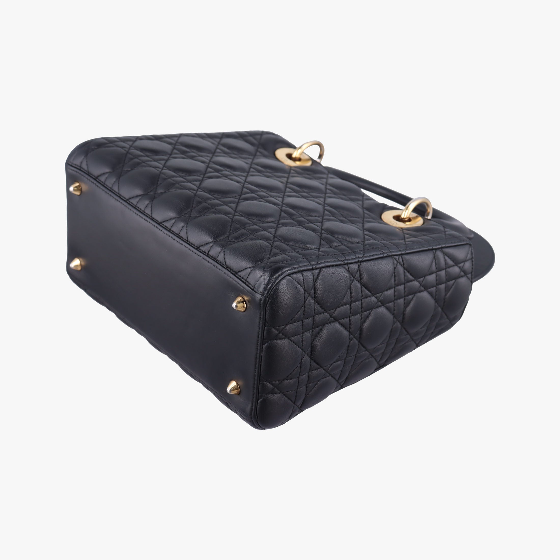 Pre-owned Christian Dior Lady Dior Black lambskin  shoulderbag | stylenewstar