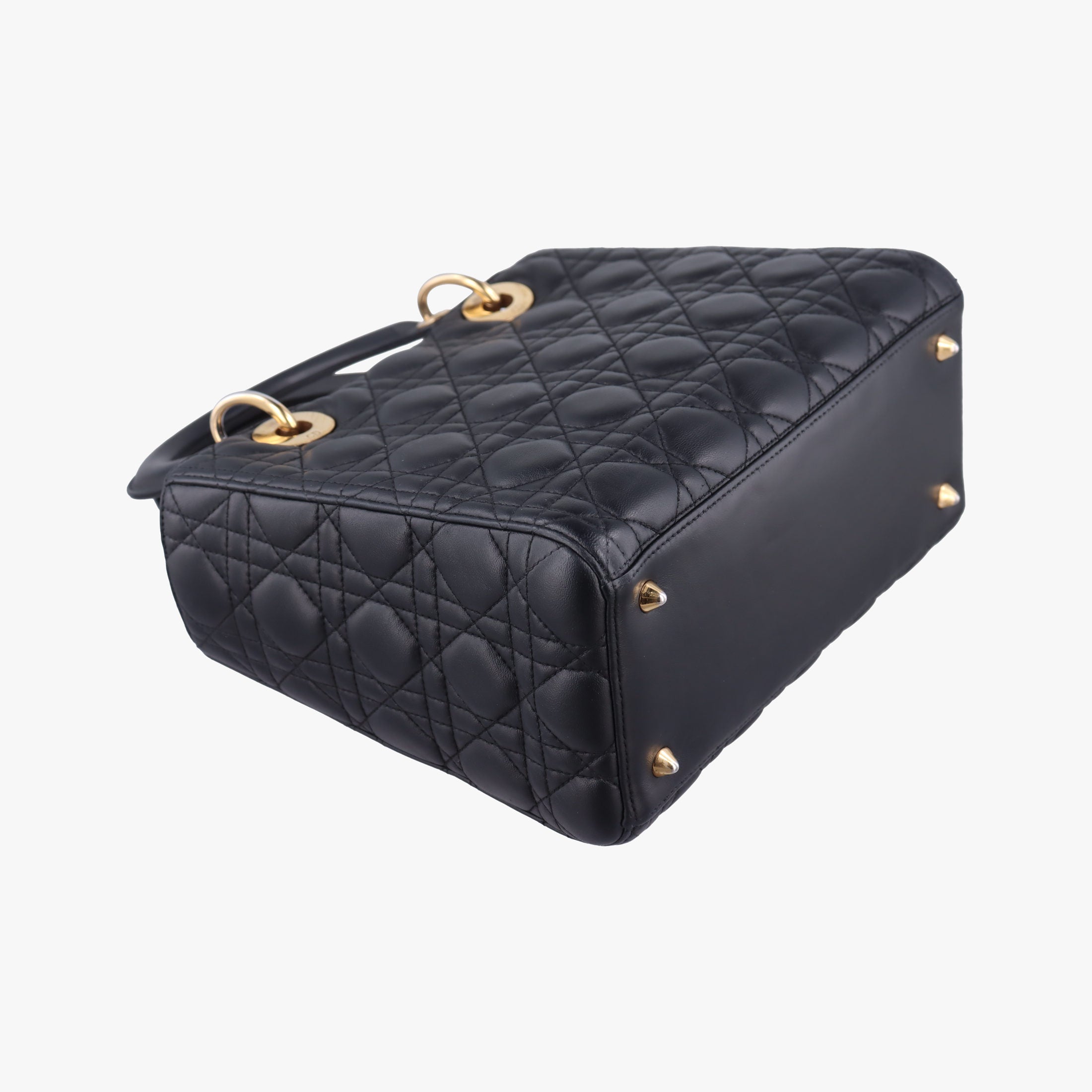 Pre-owned Christian Dior Lady Dior Black lambskin  shoulderbag | stylenewstar