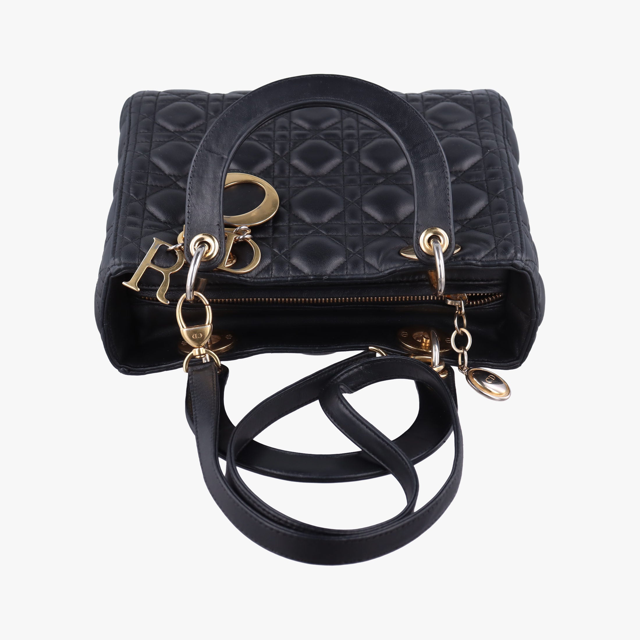 Pre-owned Christian Dior Lady Dior Black lambskin  shoulderbag | stylenewstar