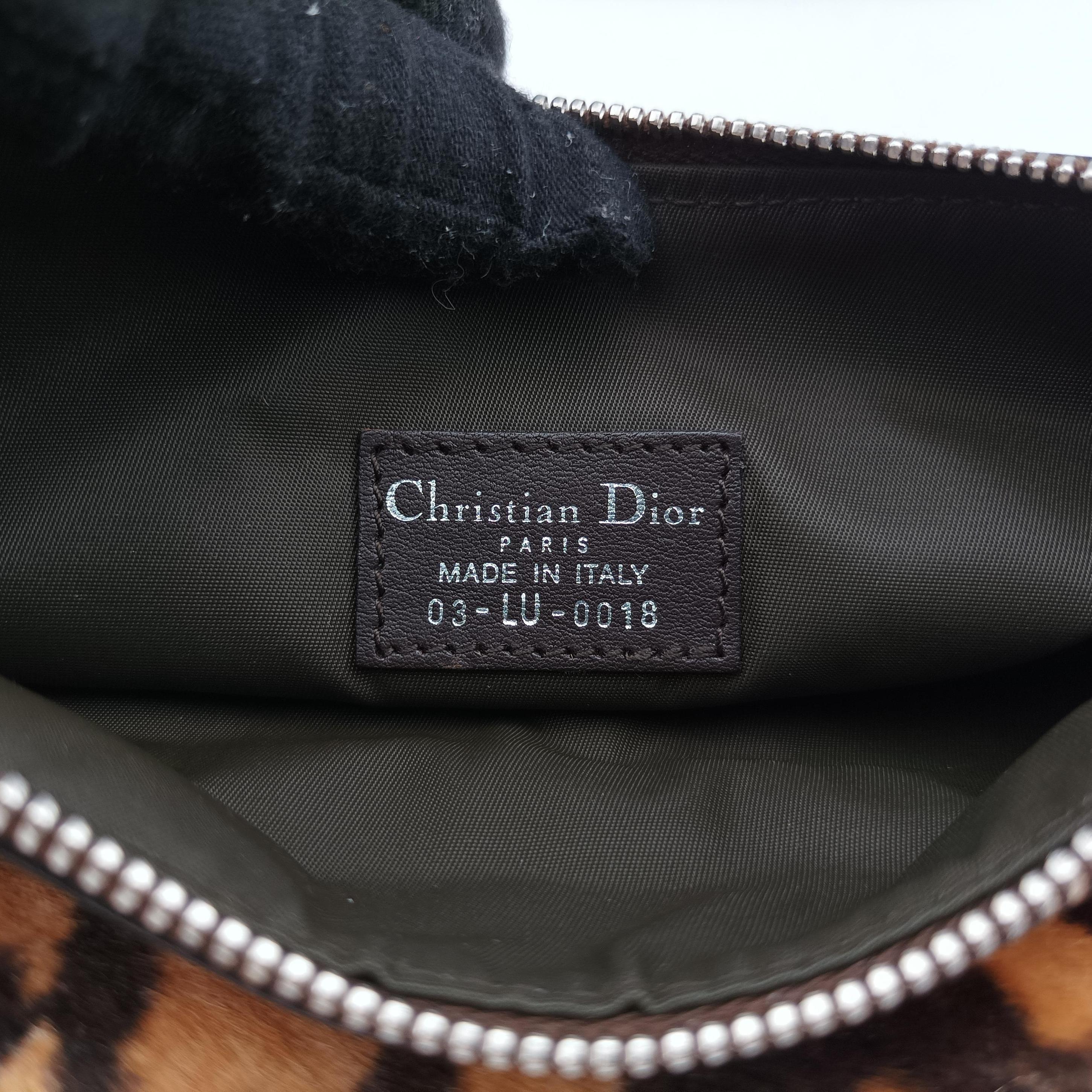 Pre-owned Christian Dior Leopard Print Jazzclub Brown×Multicolour ponyhair  clutchbag | stylenewstar