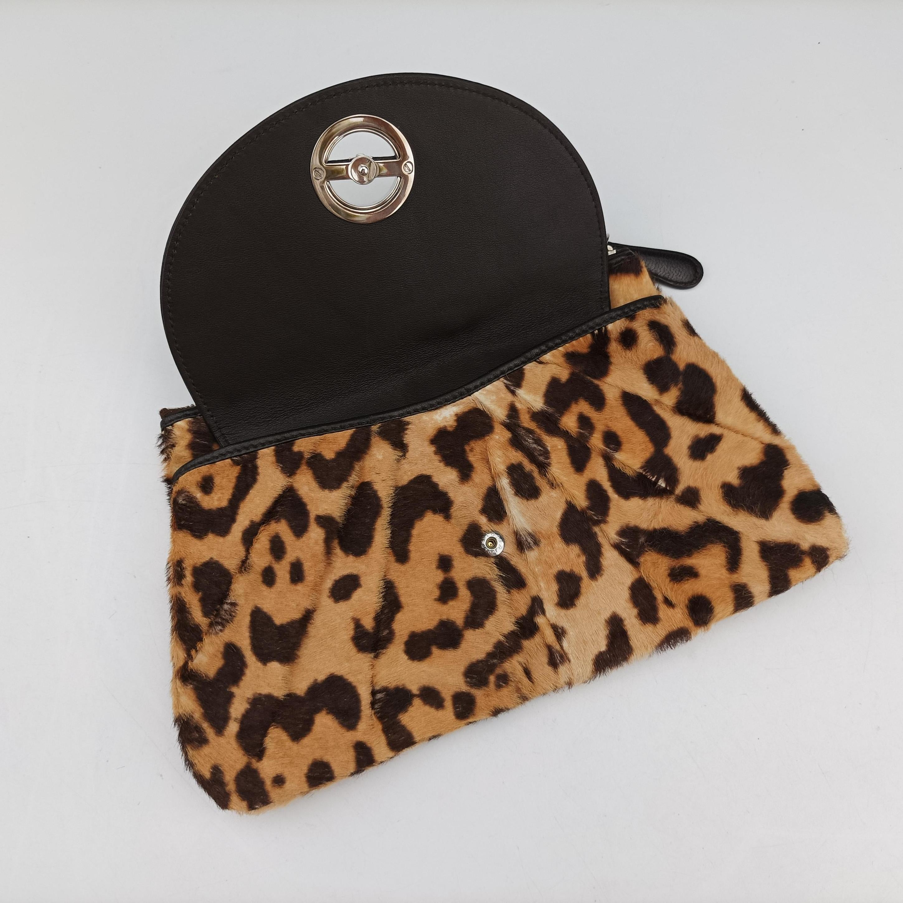 Pre-owned Christian Dior Leopard Print Jazzclub Brown×Multicolour ponyhair  clutchbag | stylenewstar
