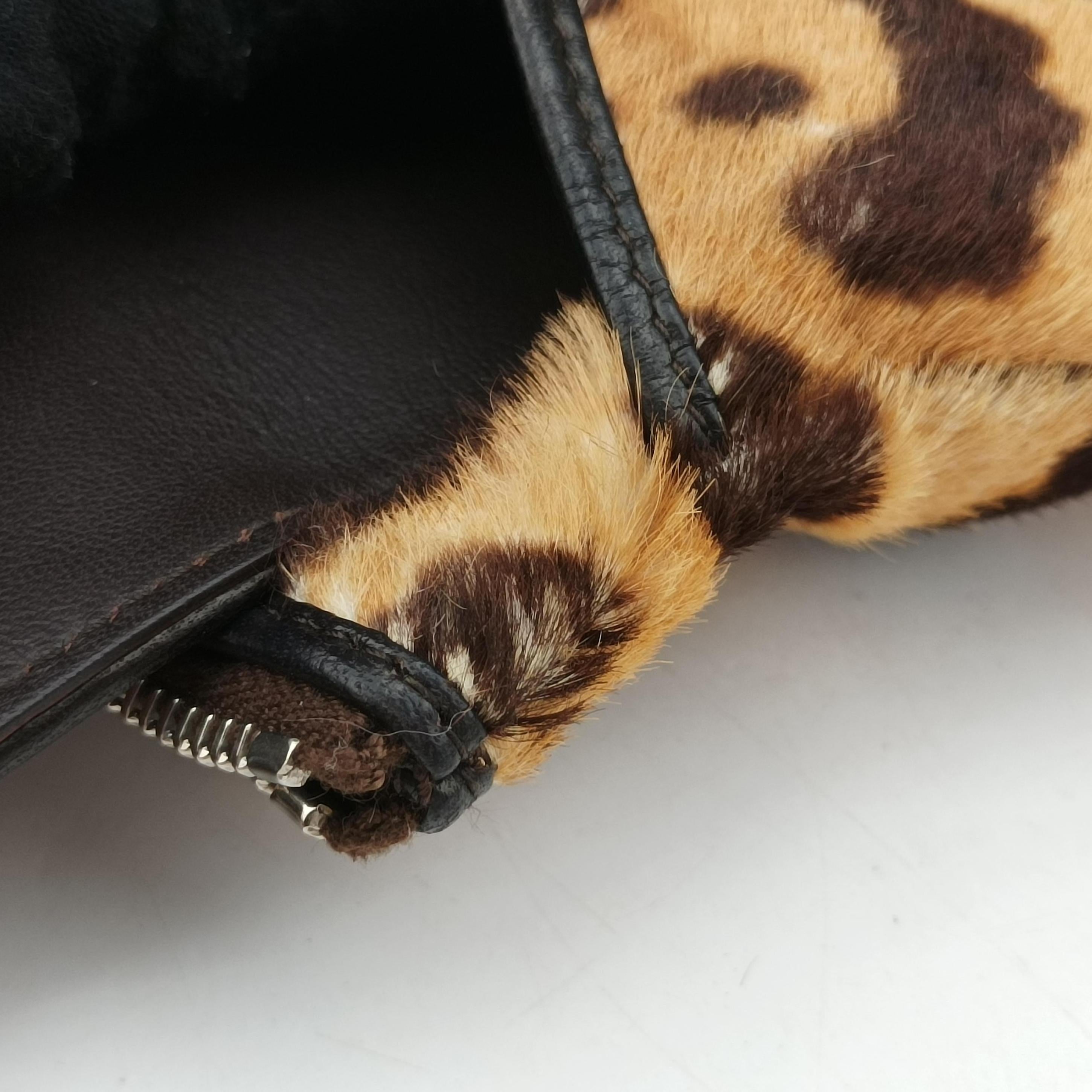Pre-owned Christian Dior Leopard Print Jazzclub Brown×Multicolour ponyhair  clutchbag | stylenewstar