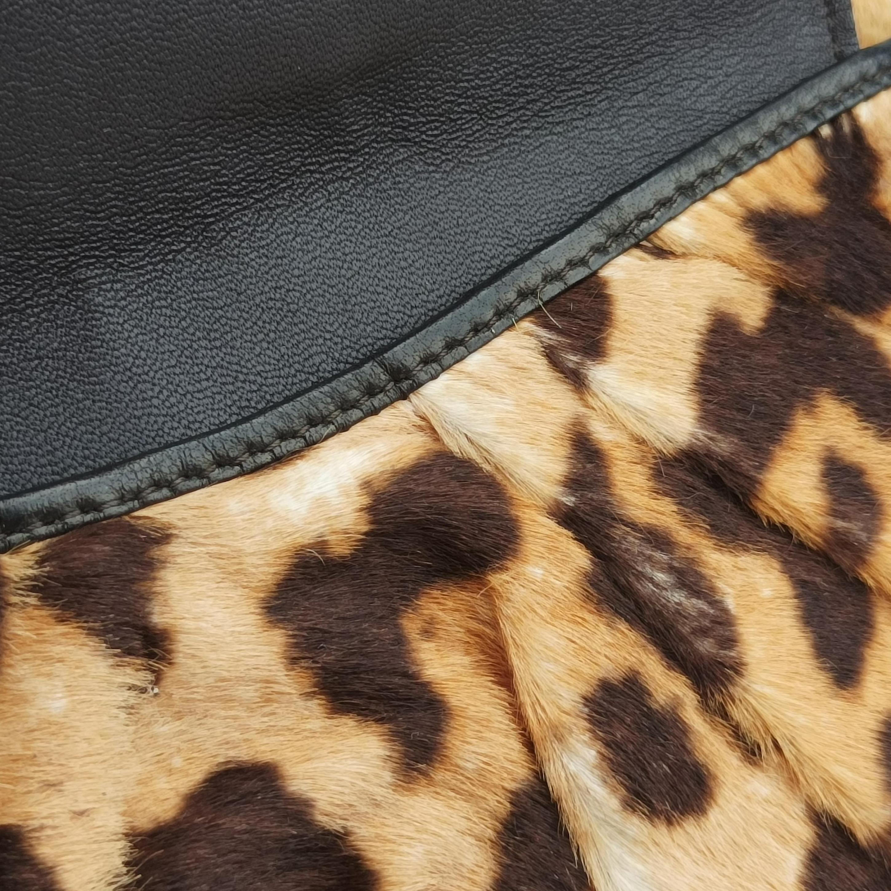 Pre-owned Christian Dior Leopard Print Jazzclub Brown×Multicolour ponyhair  clutchbag | stylenewstar
