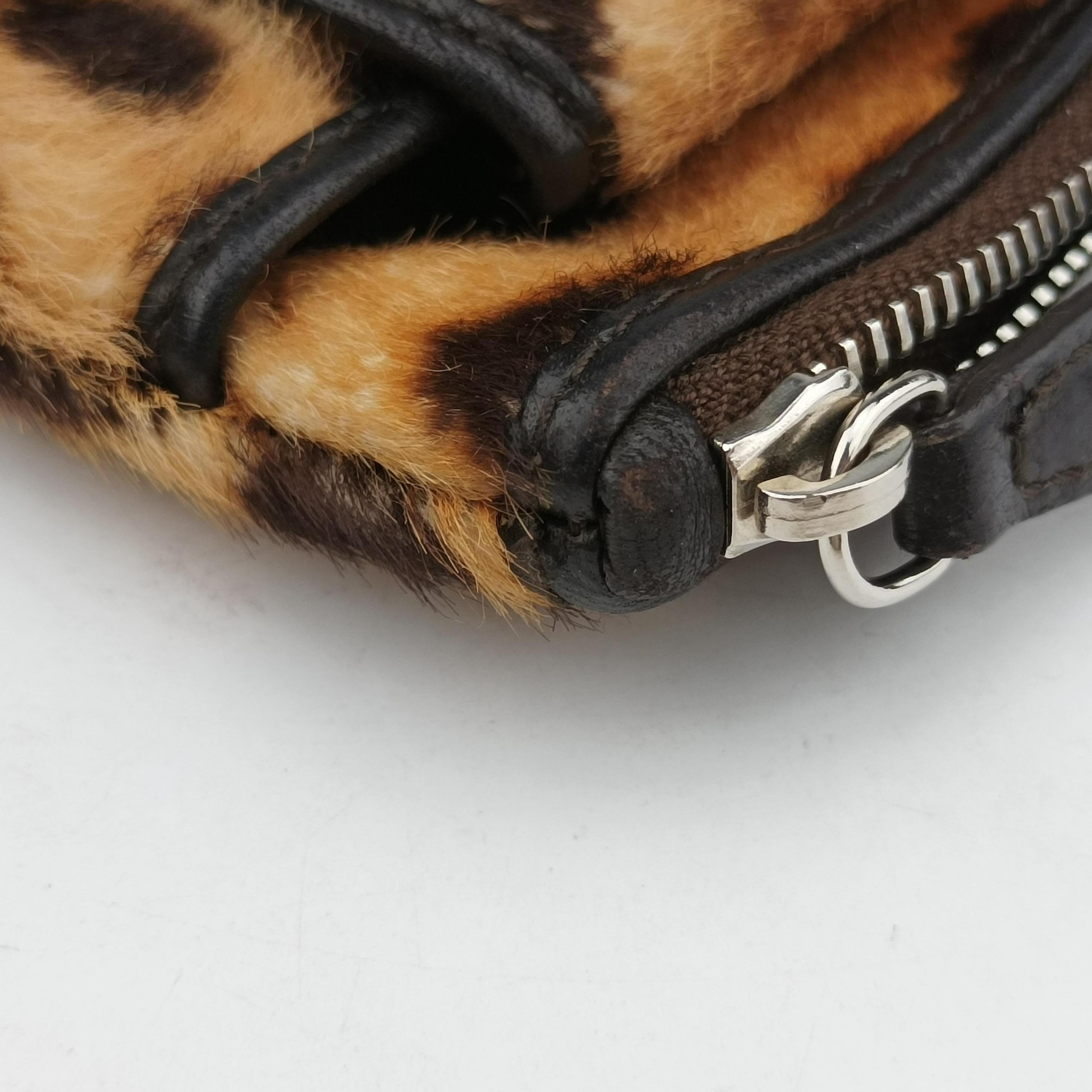 Pre-owned Christian Dior Leopard Print Jazzclub Brown×Multicolour ponyhair  clutchbag | stylenewstar