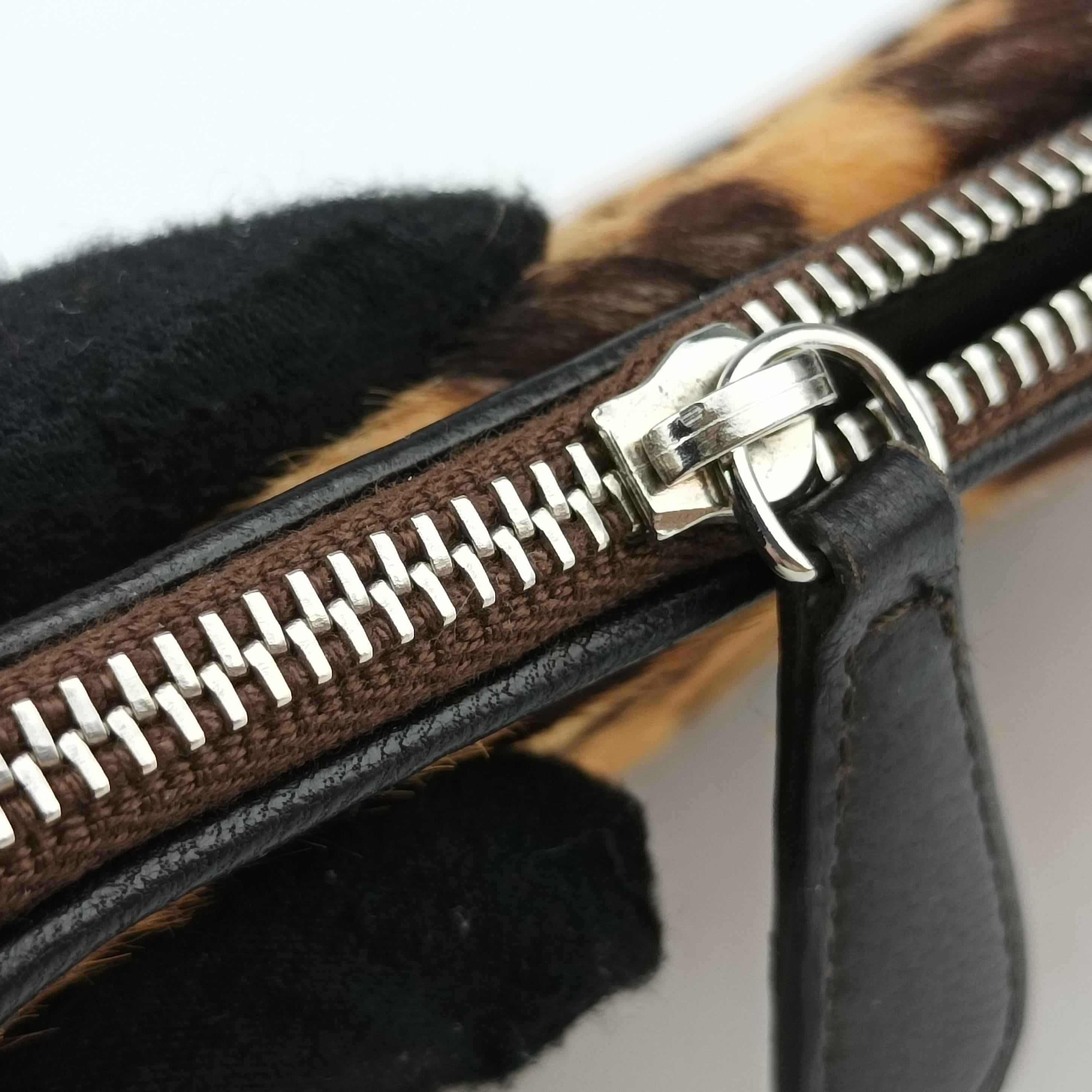 Pre-owned Christian Dior Leopard Print Jazzclub Brown×Multicolour ponyhair  clutchbag | stylenewstar
