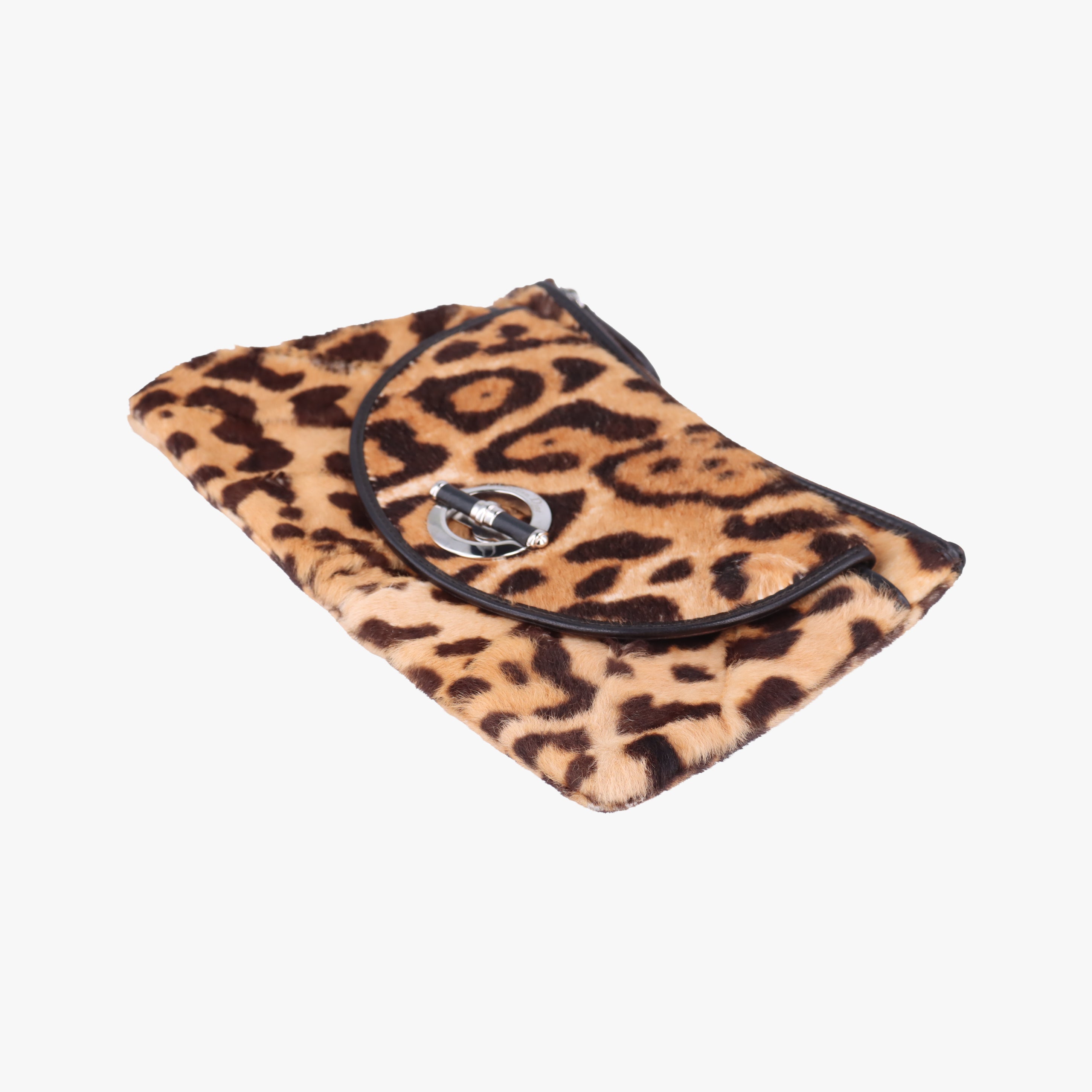 Pre-owned Christian Dior Leopard Print Jazzclub Brown×Multicolour ponyhair  clutchbag | stylenewstar