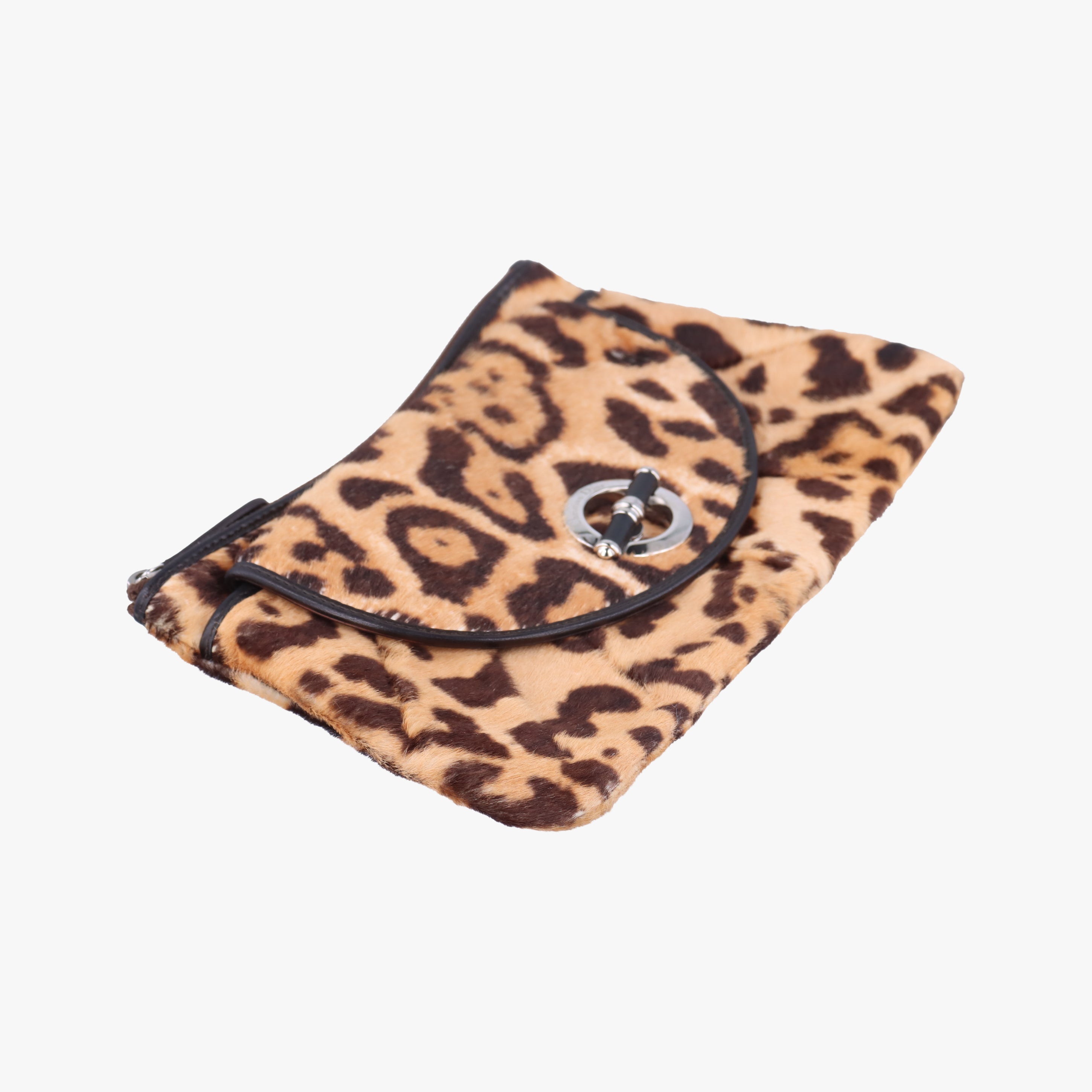 Pre-owned Christian Dior Leopard Print Jazzclub Brown×Multicolour ponyhair  clutchbag | stylenewstar