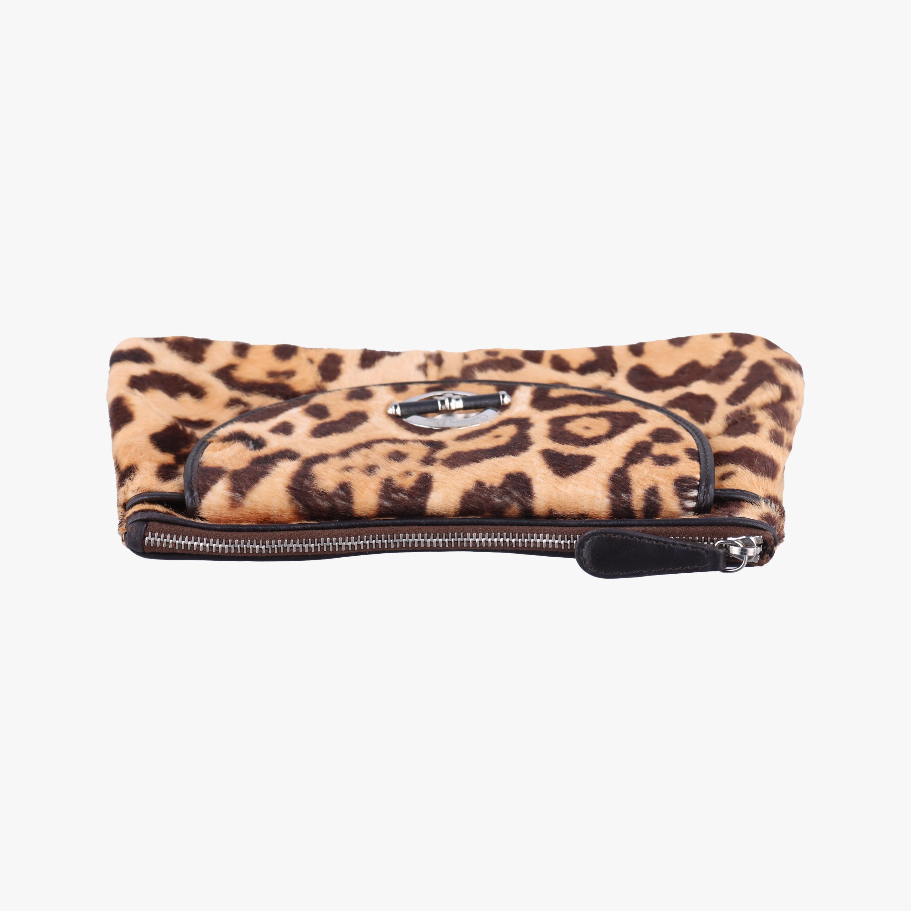 Pre-owned Christian Dior Leopard Print Jazzclub Brown×Multicolour ponyhair  clutchbag | stylenewstar