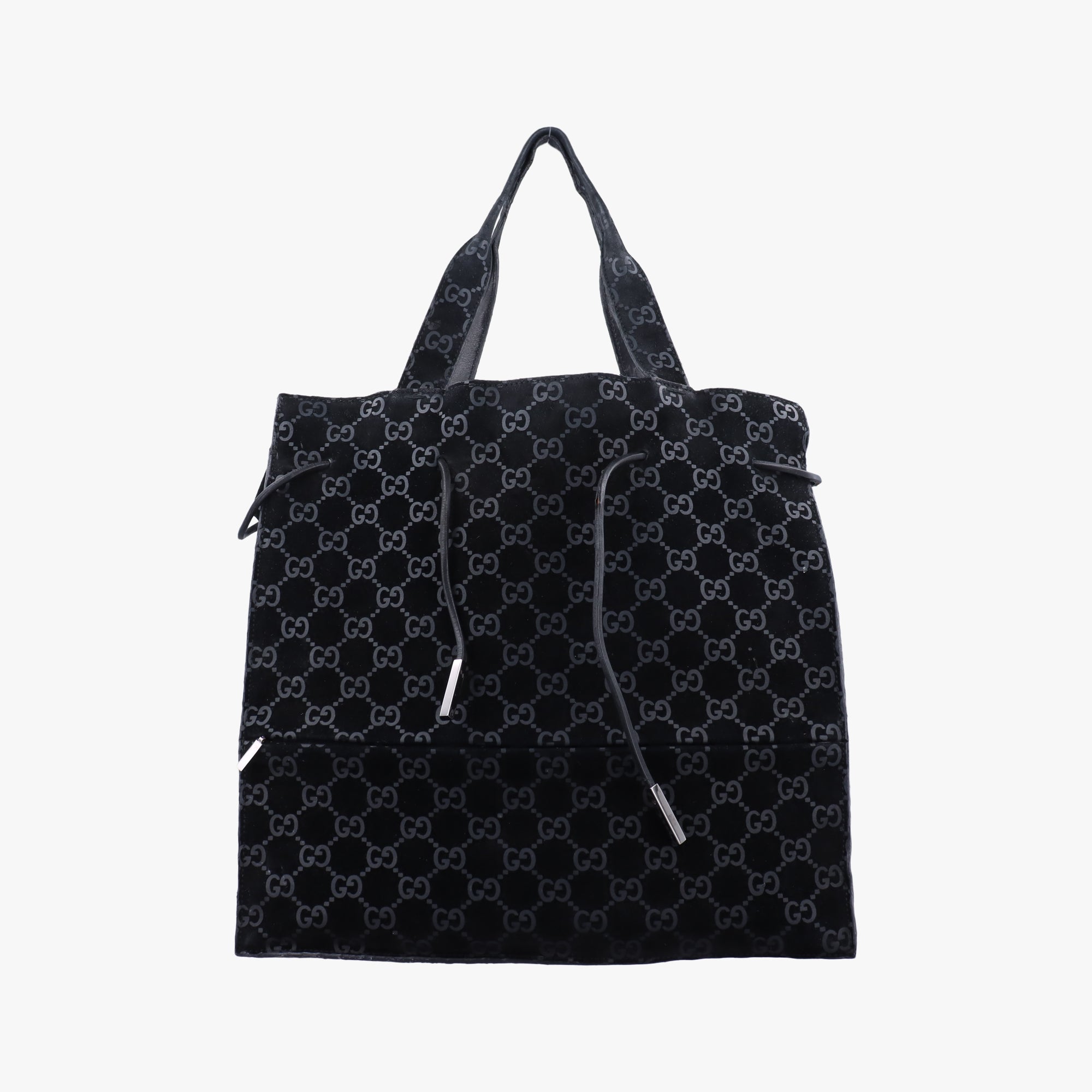 Pre-owned Gucci GG Suede Tote Black Suede 002.10 shoulderbag | stylenewstar