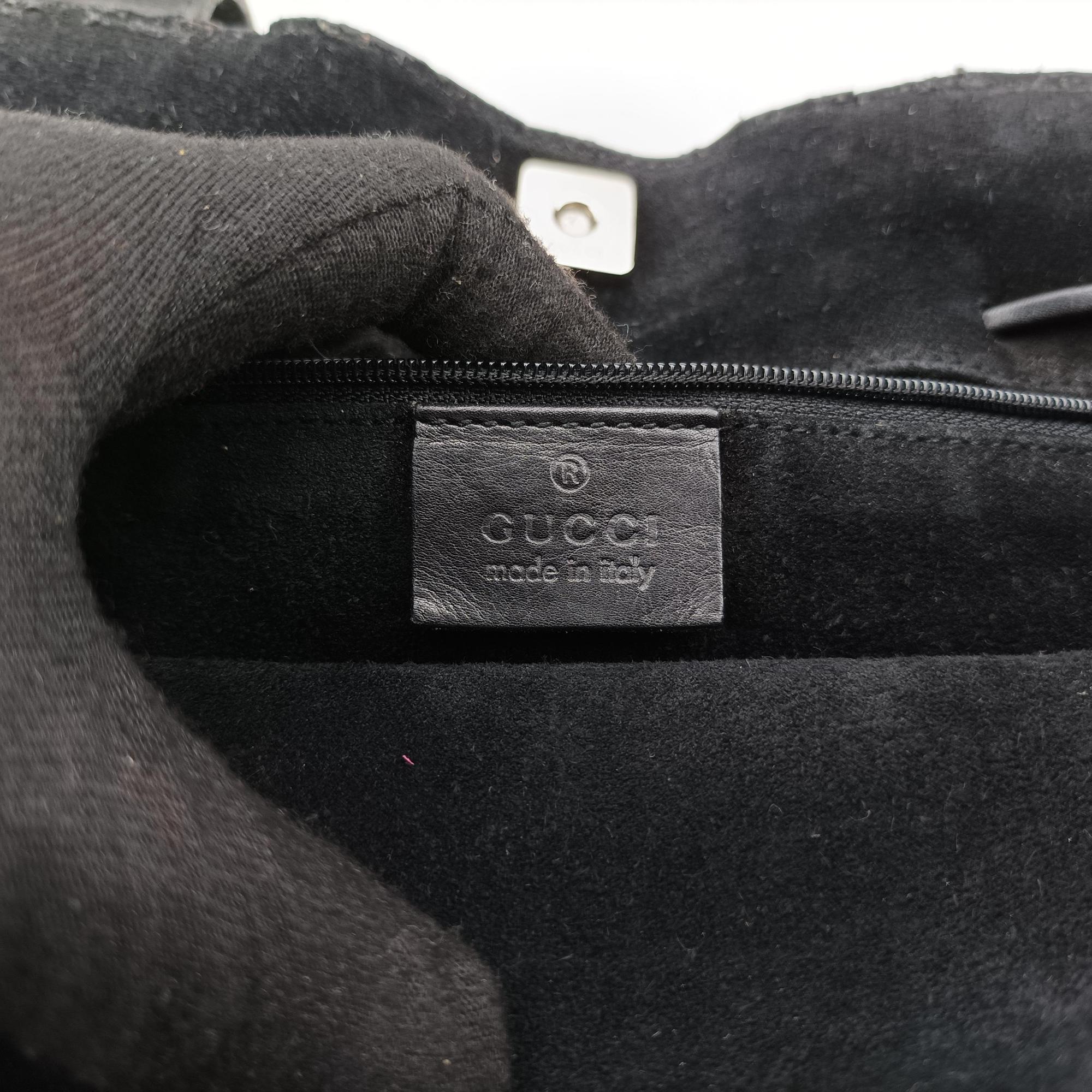 Pre-owned Gucci GG Suede Tote Black Suede 002.10 shoulderbag | stylenewstar