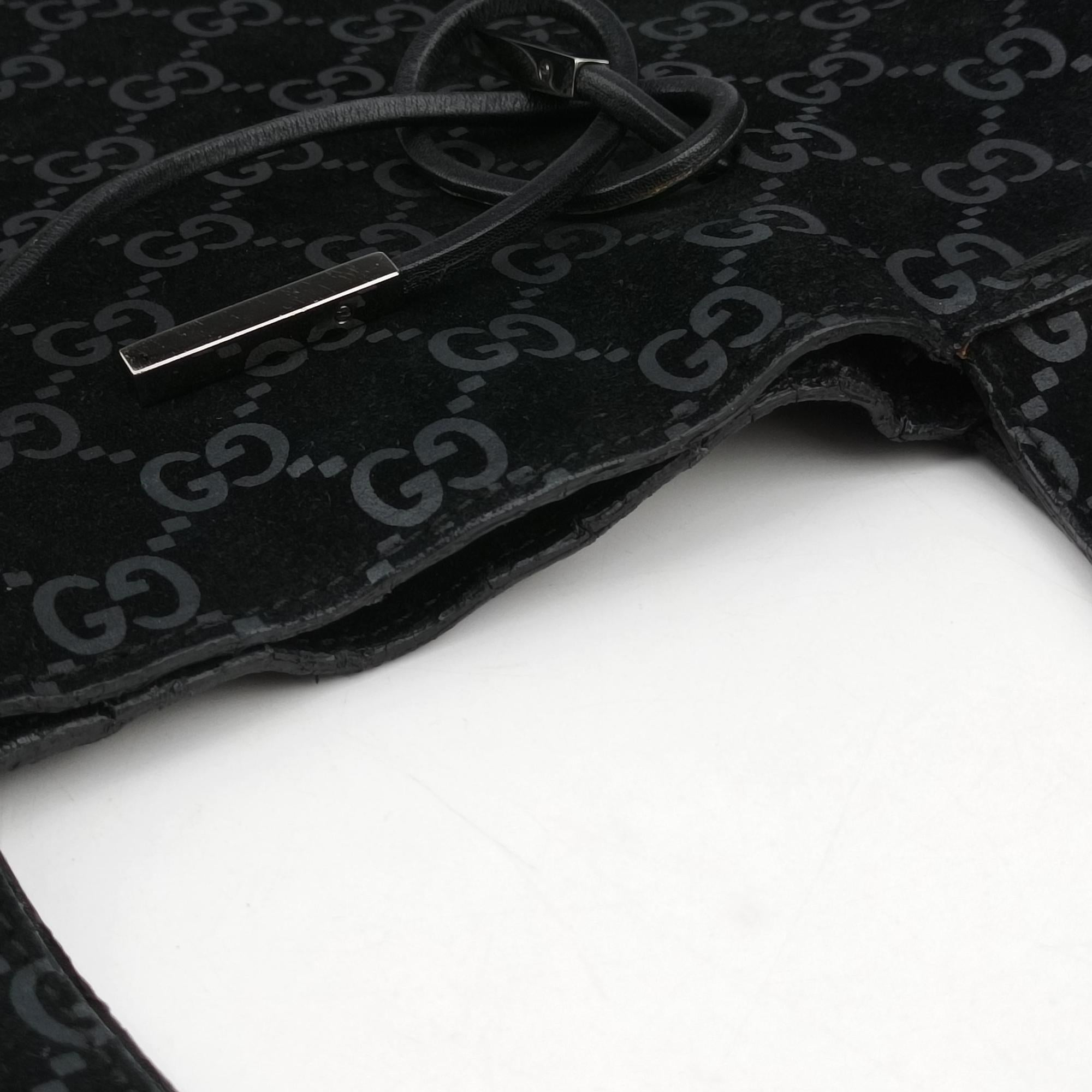 Pre-owned Gucci GG Suede Tote Black Suede 002.10 shoulderbag | stylenewstar
