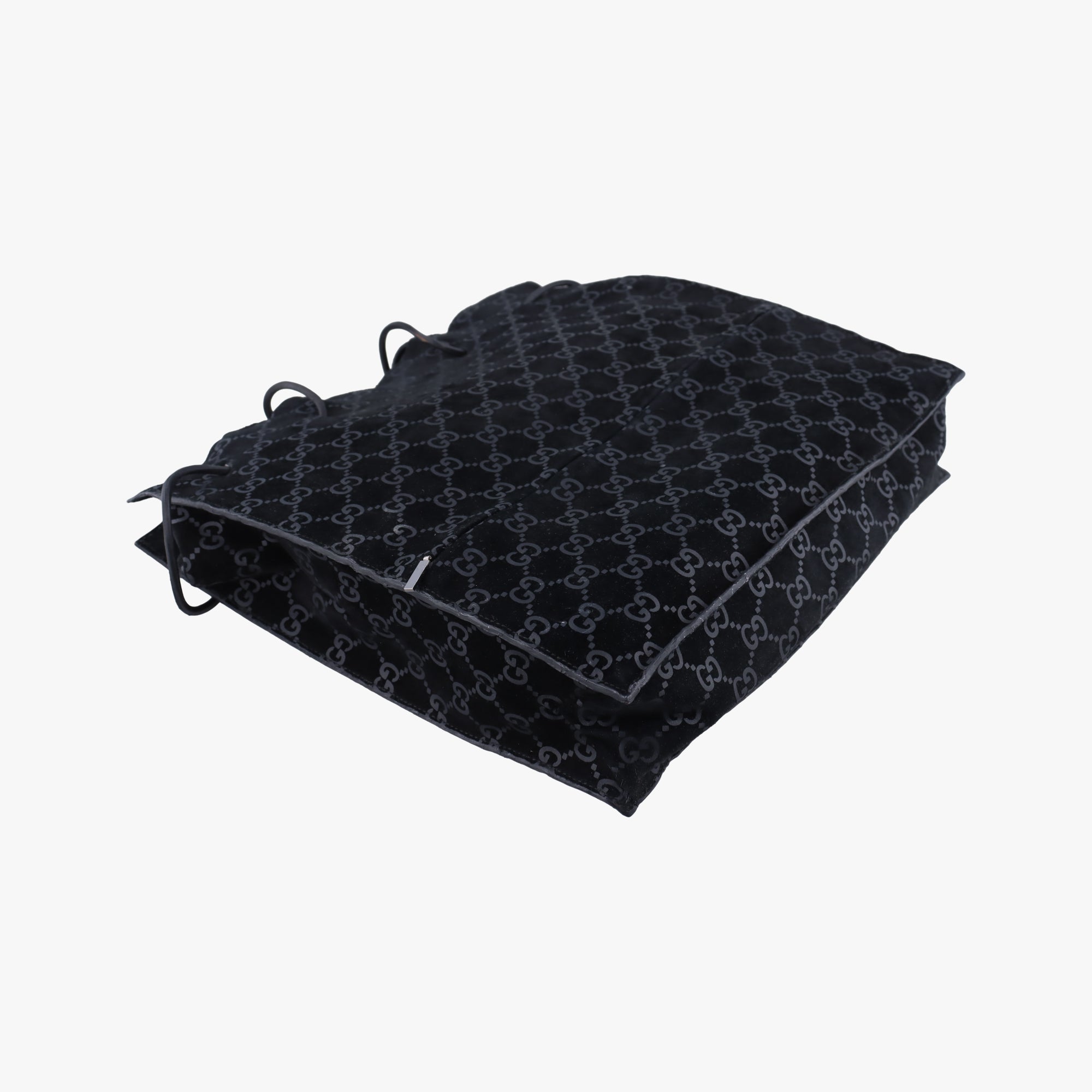 Pre-owned Gucci GG Suede Tote Black Suede 002.10 shoulderbag | stylenewstar