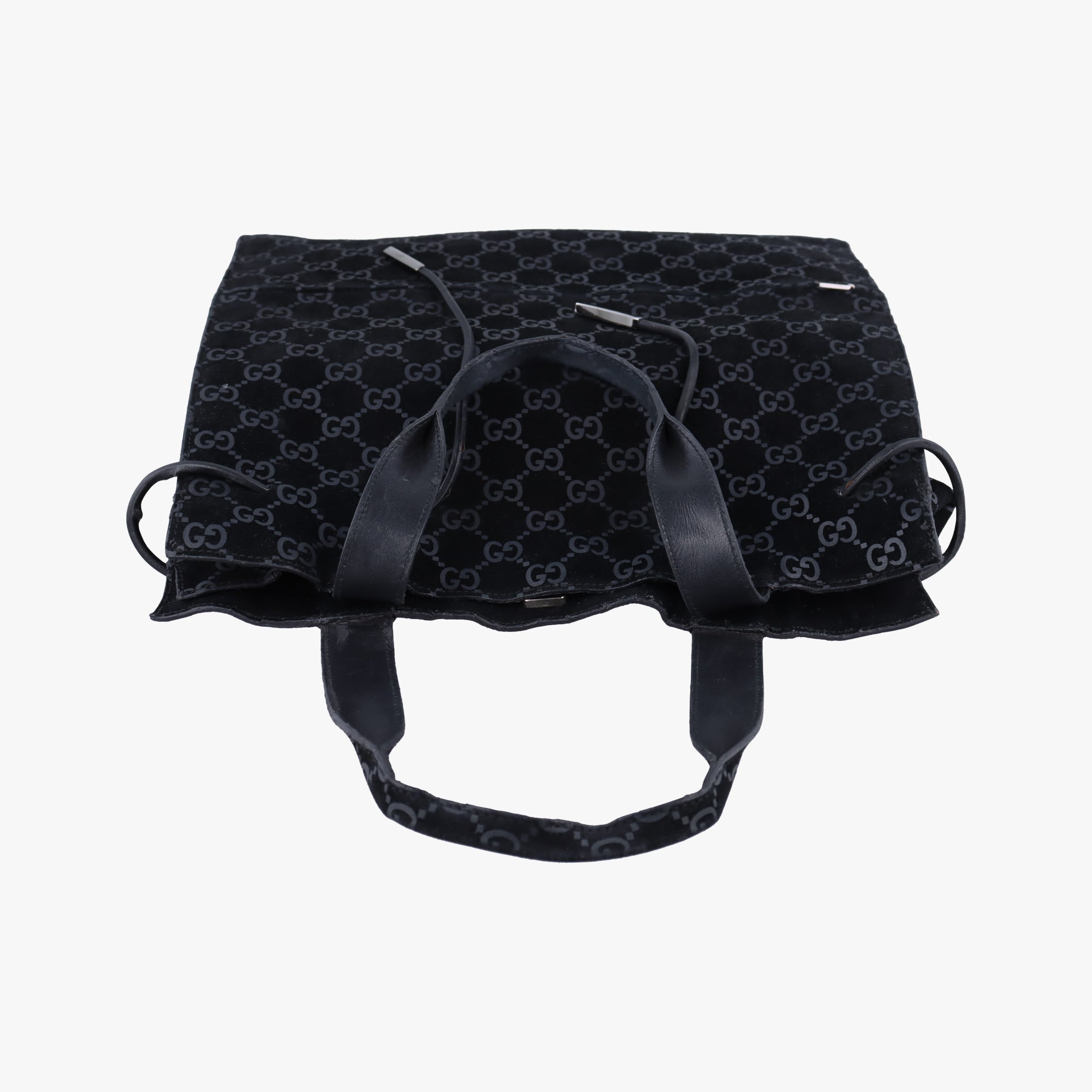 Pre-owned Gucci GG Suede Tote Black Suede 002.10 shoulderbag | stylenewstar