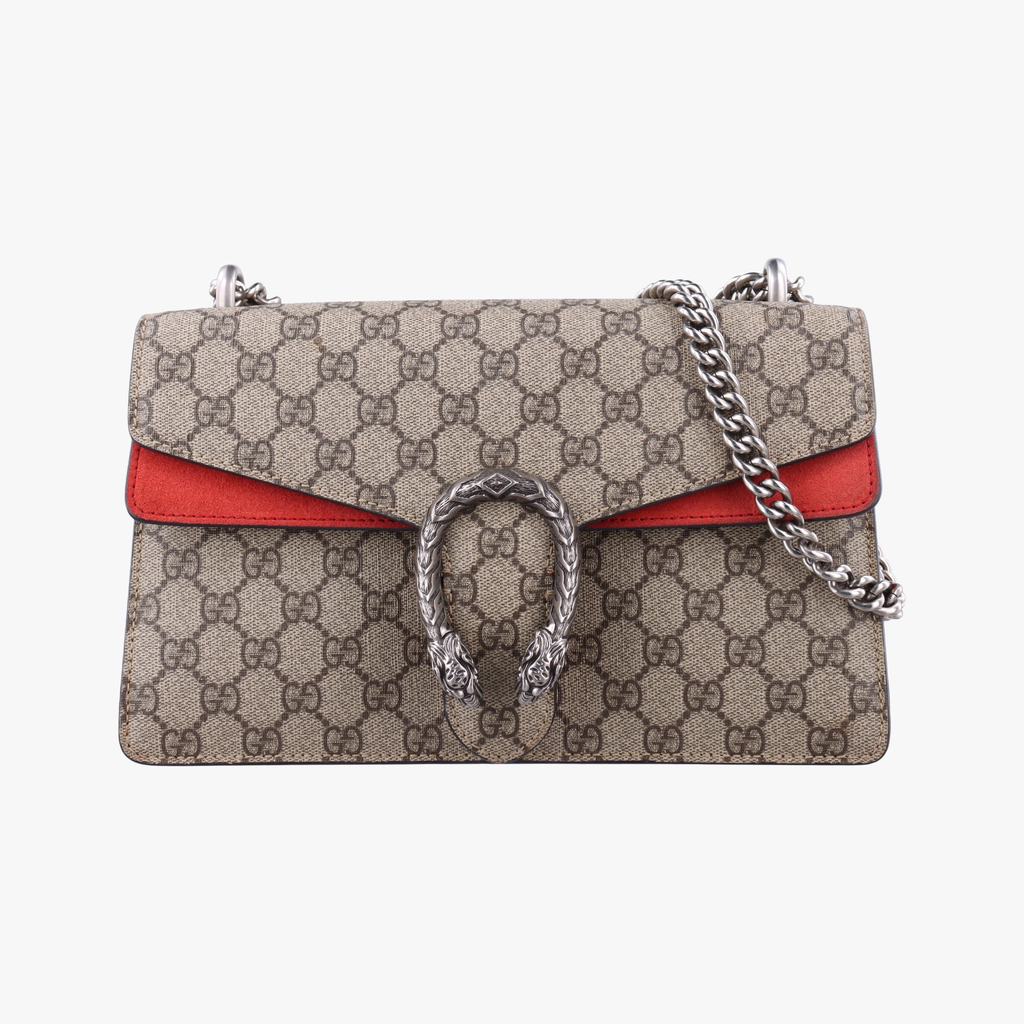Pre-owned Gucci Dionysus beige×red PVC coated canvas×suede 400249 shoulderbag | stylenewstar