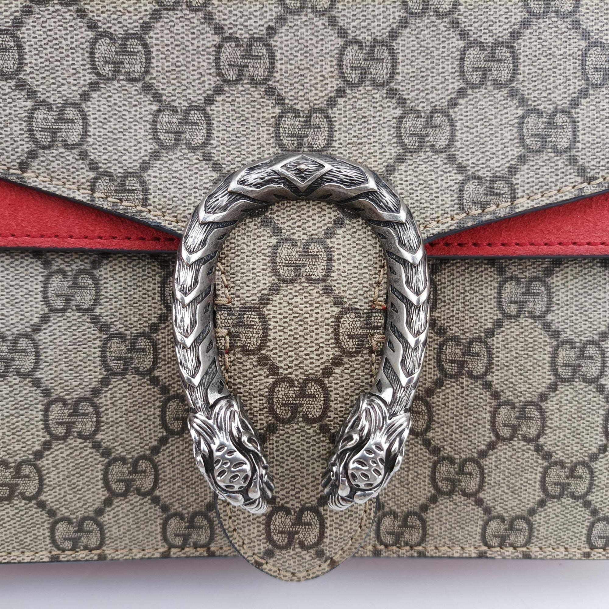 Pre-owned Gucci Dionysus beige×red PVC coated canvas×suede 400249 shoulderbag | stylenewstar