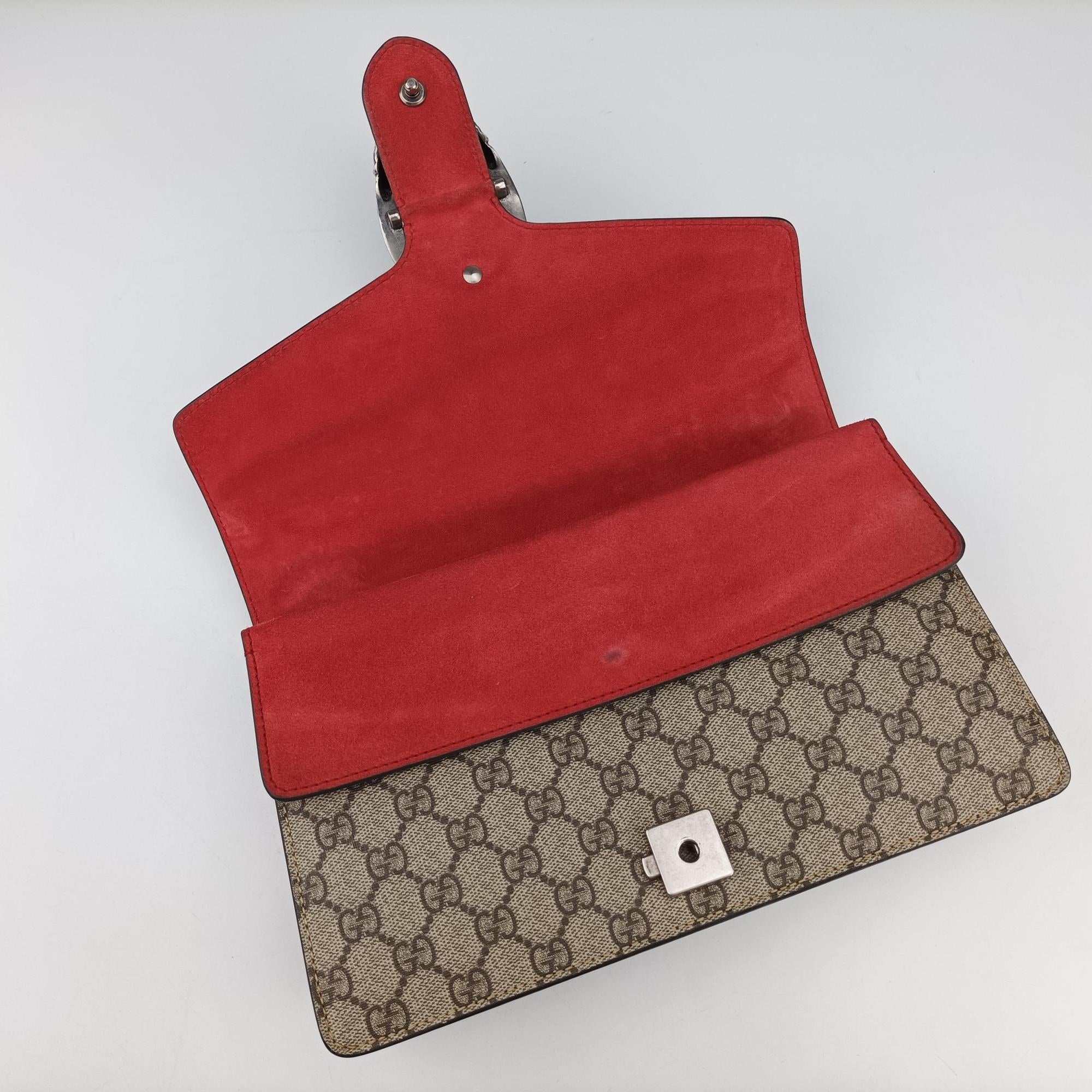 Pre-owned Gucci Dionysus beige×red PVC coated canvas×suede 400249 shoulderbag | stylenewstar