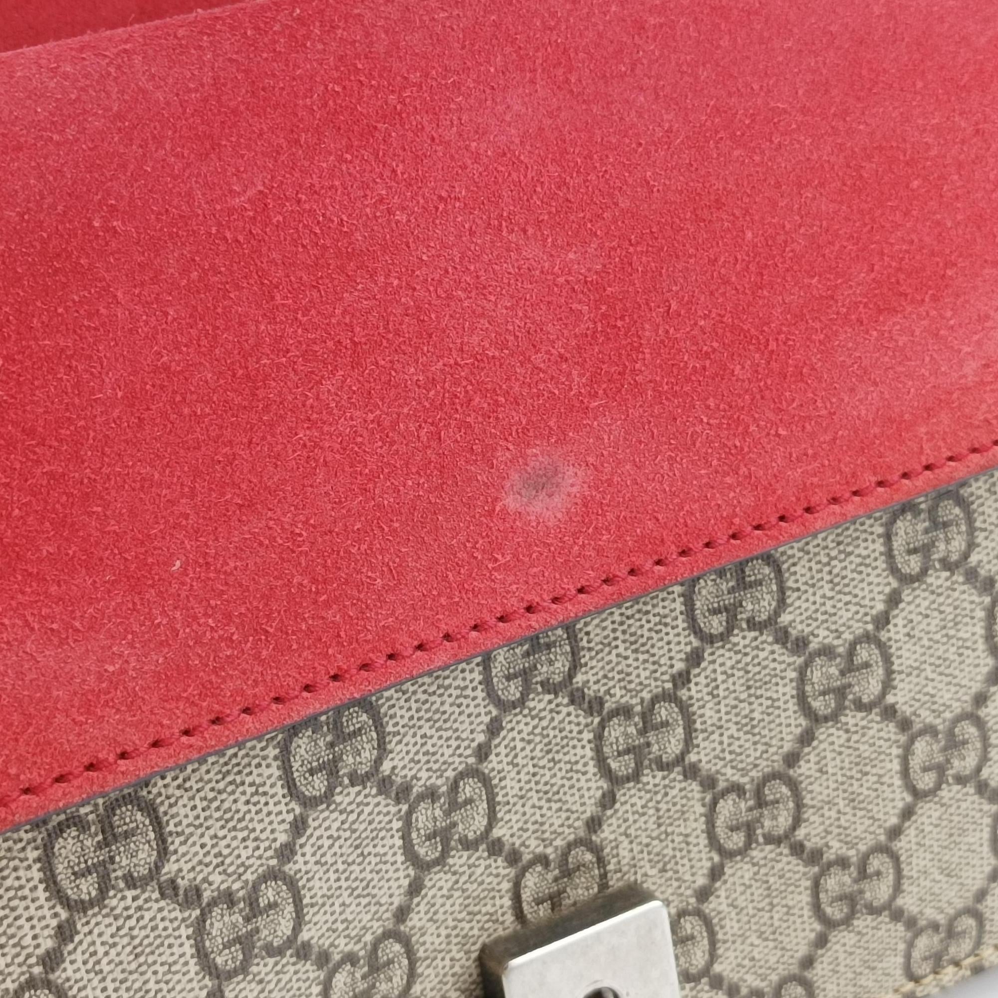 Pre-owned Gucci Dionysus beige×red PVC coated canvas×suede 400249 shoulderbag | stylenewstar
