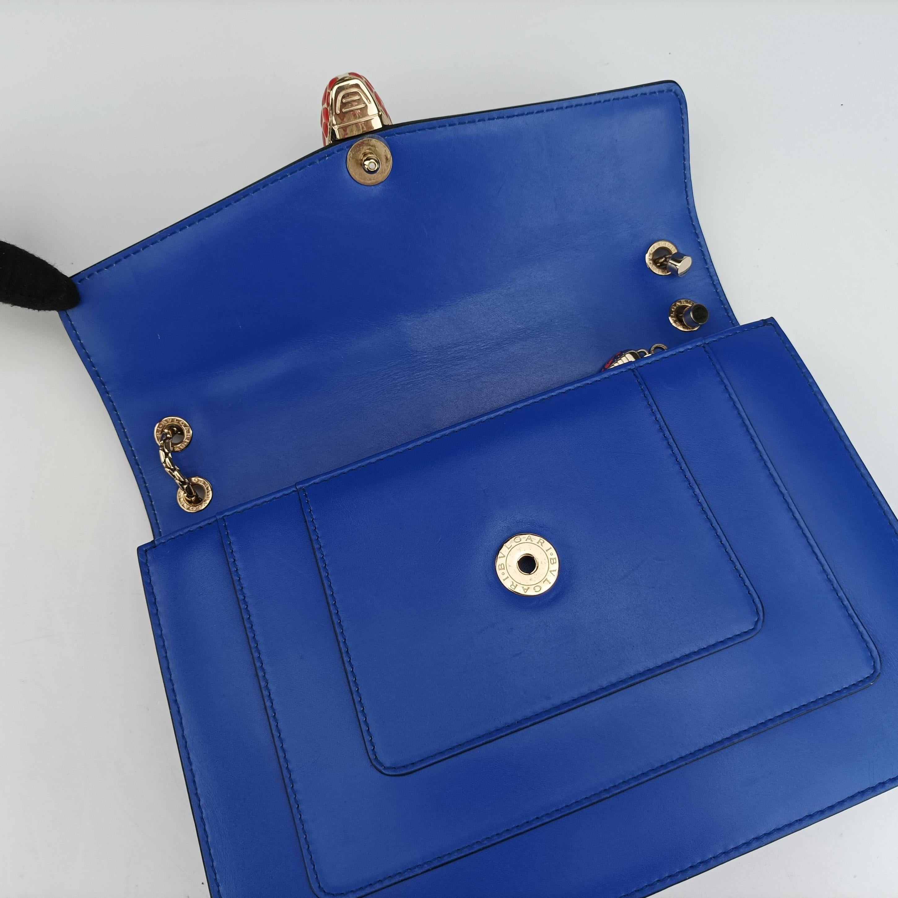 Vintage Bvlgari SERPENTI FOREVER Blue leather  shoulderbag | stylenewstar