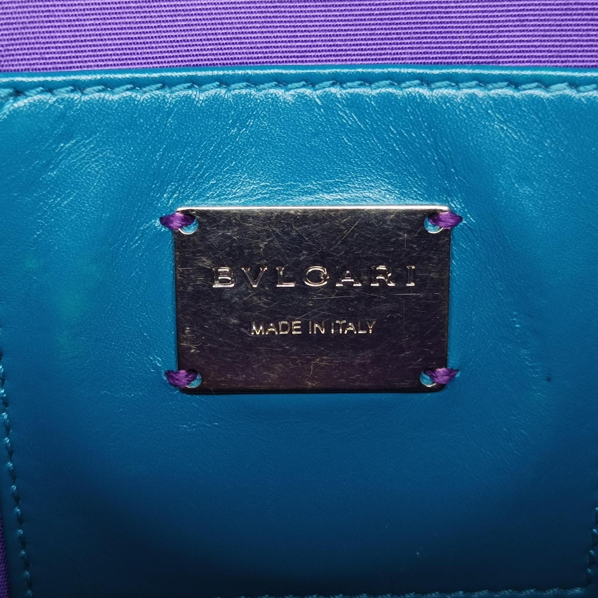 Pre-owned Bvlgari Serpenti Blue Galuchat Skin×Leather  shoulderbag | stylenewstar