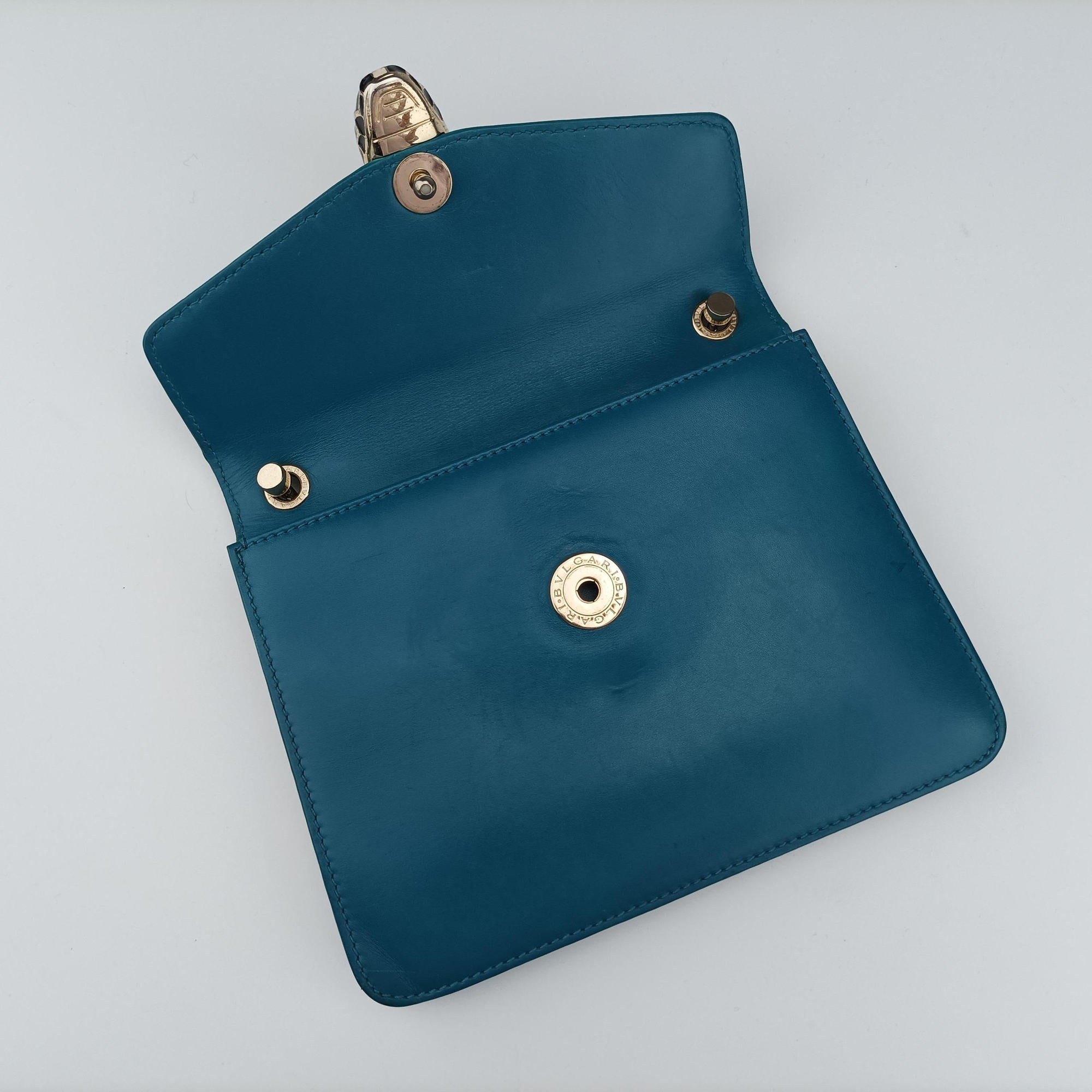 Pre-owned Bvlgari Serpenti Blue Galuchat Skin×Leather  shoulderbag | stylenewstar