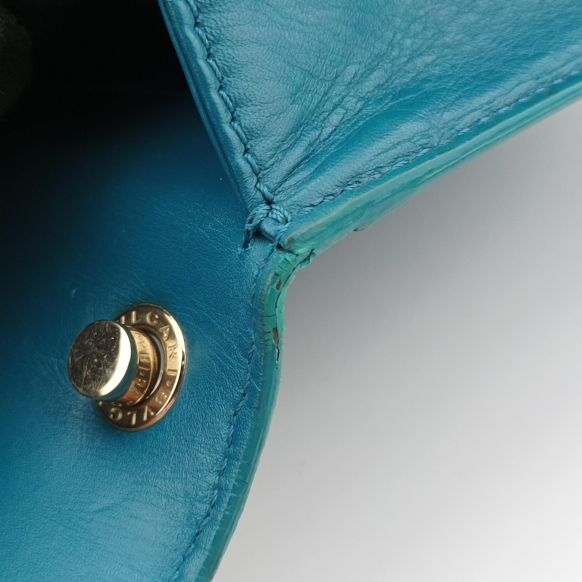 Pre-owned Bvlgari Serpenti Blue Galuchat Skin×Leather  shoulderbag | stylenewstar
