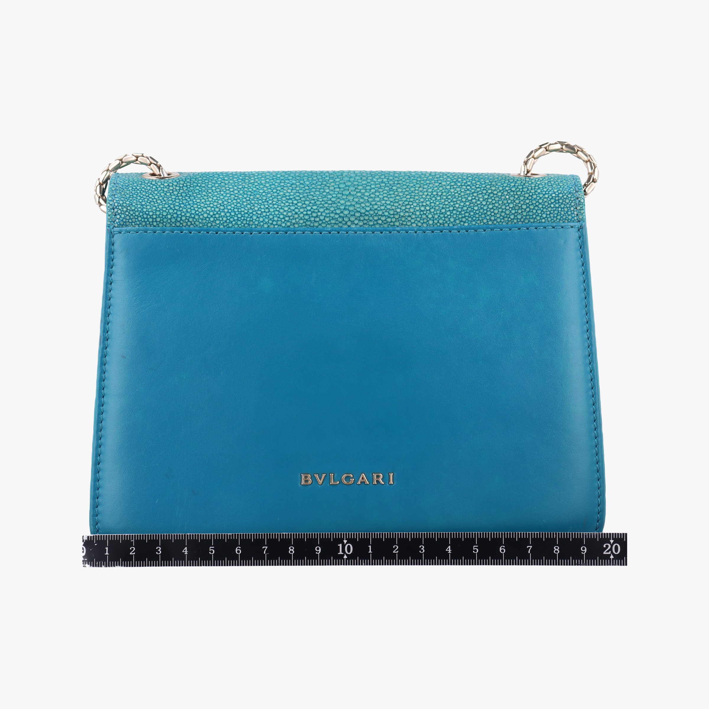 Pre-owned Bvlgari Serpenti Blue Galuchat Skin×Leather  shoulderbag | stylenewstar