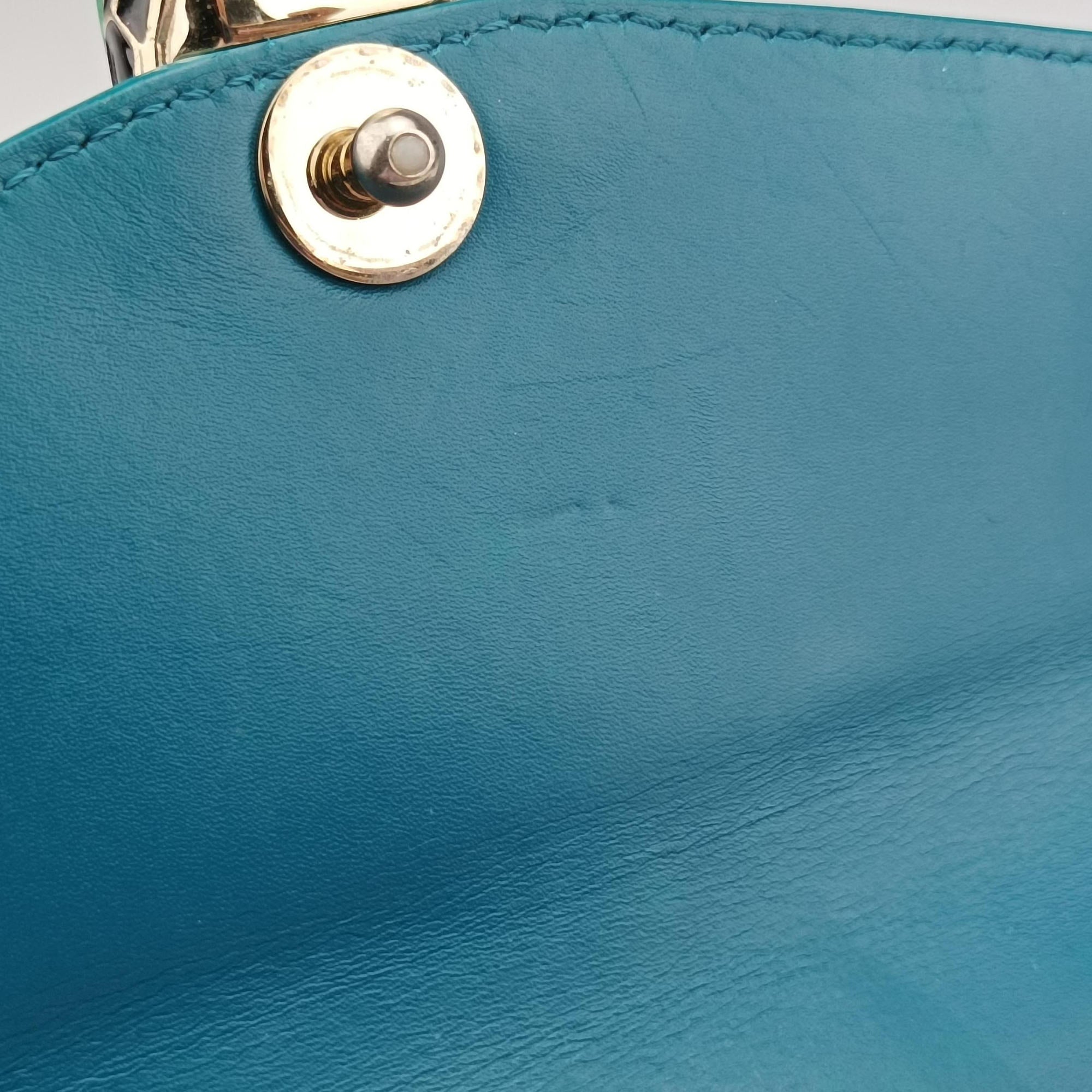 Pre-owned Bvlgari Serpenti Blue Galuchat Skin×Leather  shoulderbag | stylenewstar