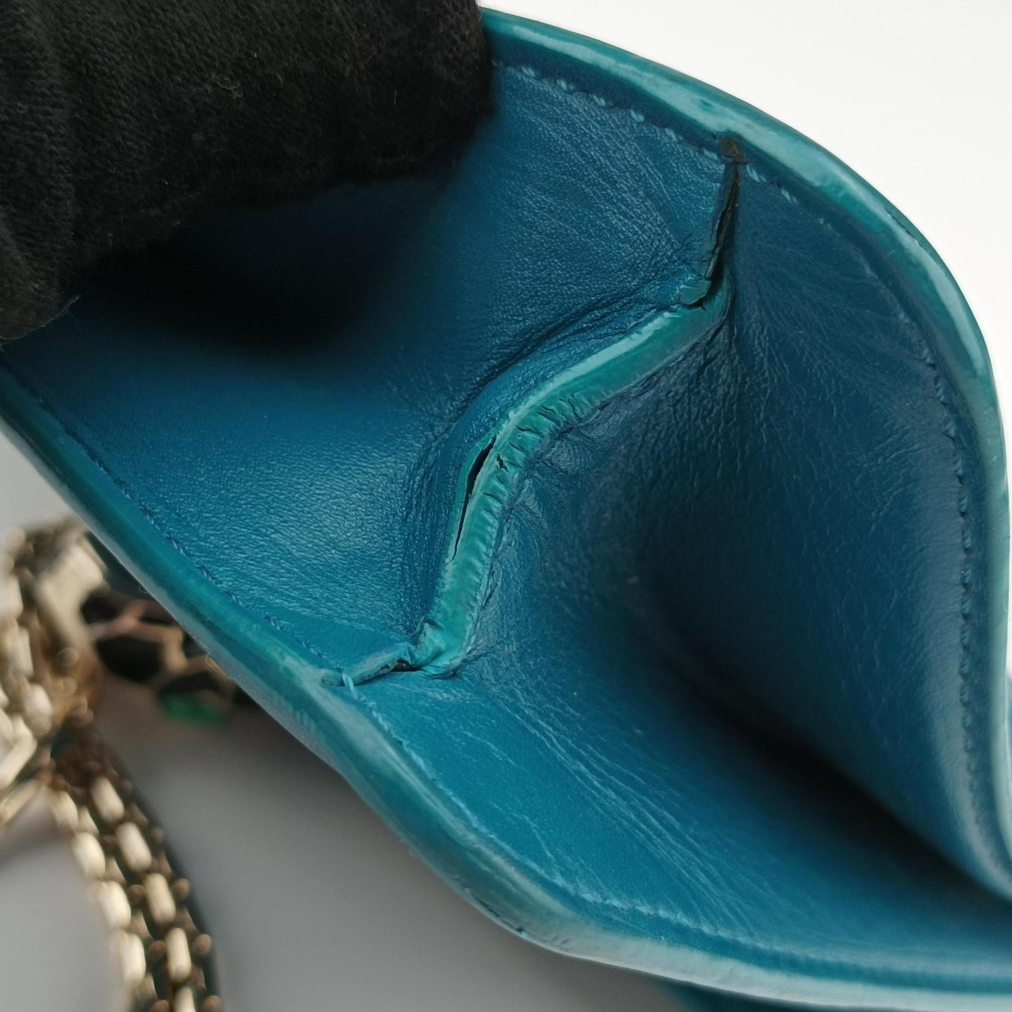 Pre-owned Bvlgari Serpenti Blue Galuchat Skin×Leather  shoulderbag | stylenewstar