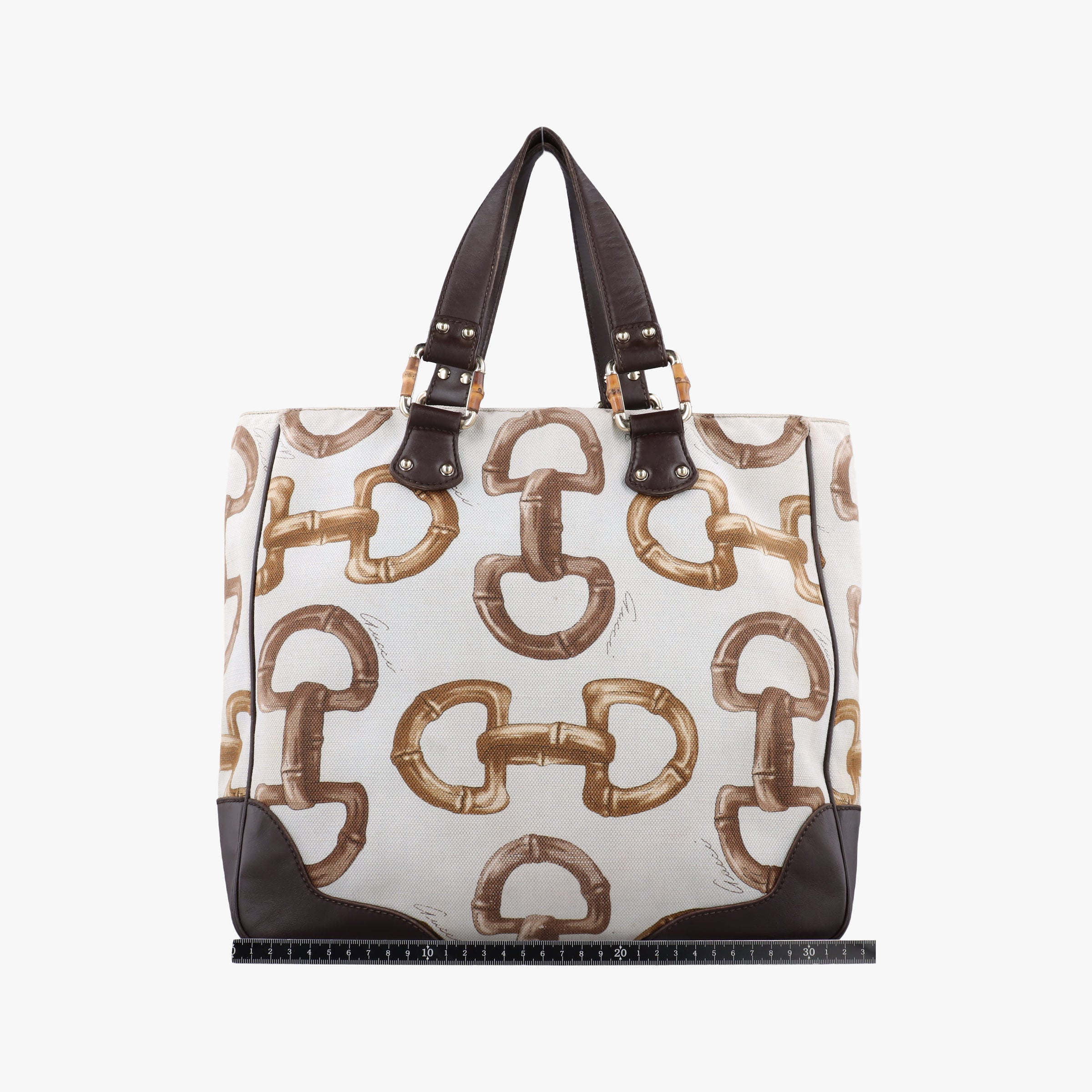 Pre-owned Gucci Horsebit Print White x Multicolor canvas×leather 154375 handbag | stylenewstar