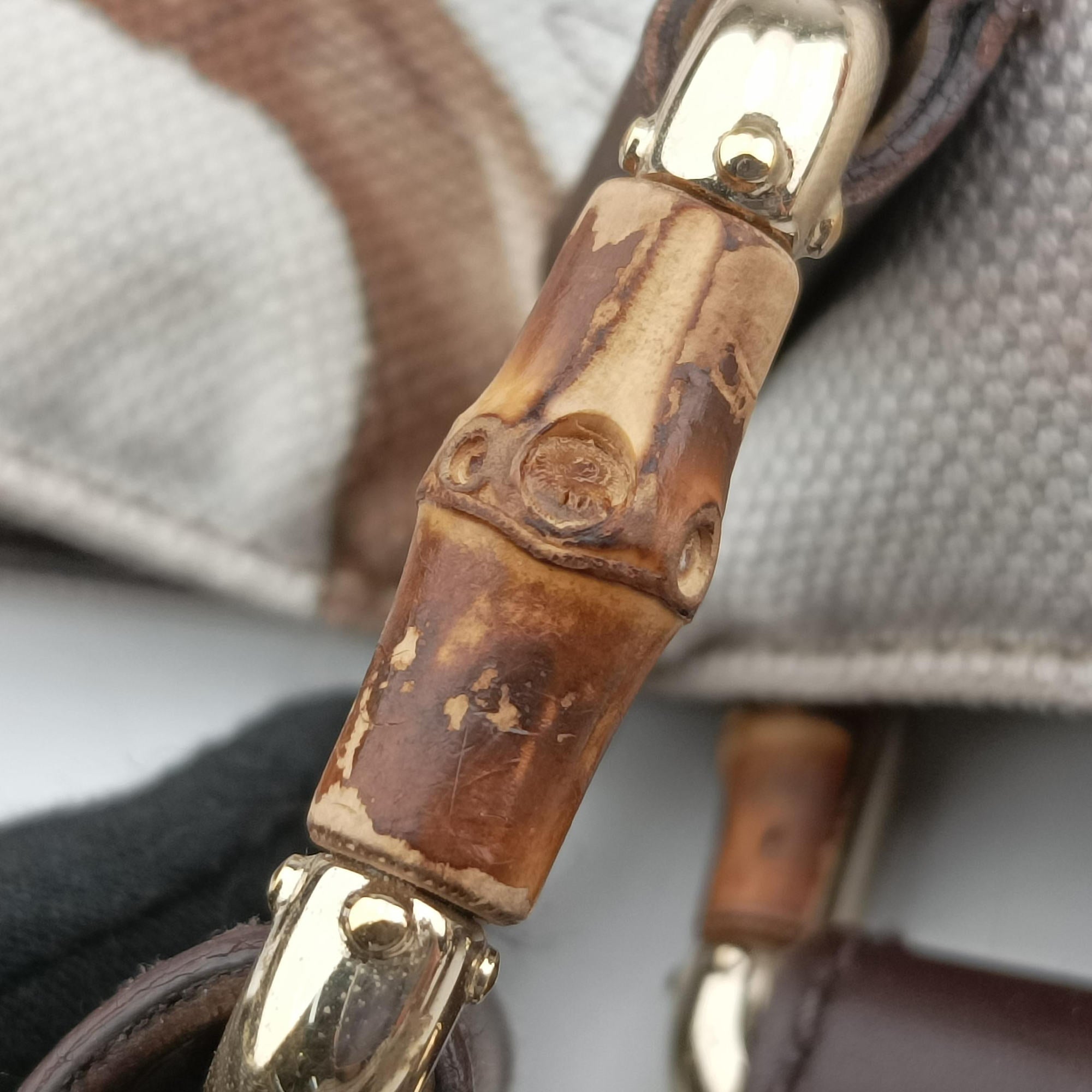 Pre-owned Gucci Horsebit Print White x Multicolor canvas×leather 154375 handbag | stylenewstar