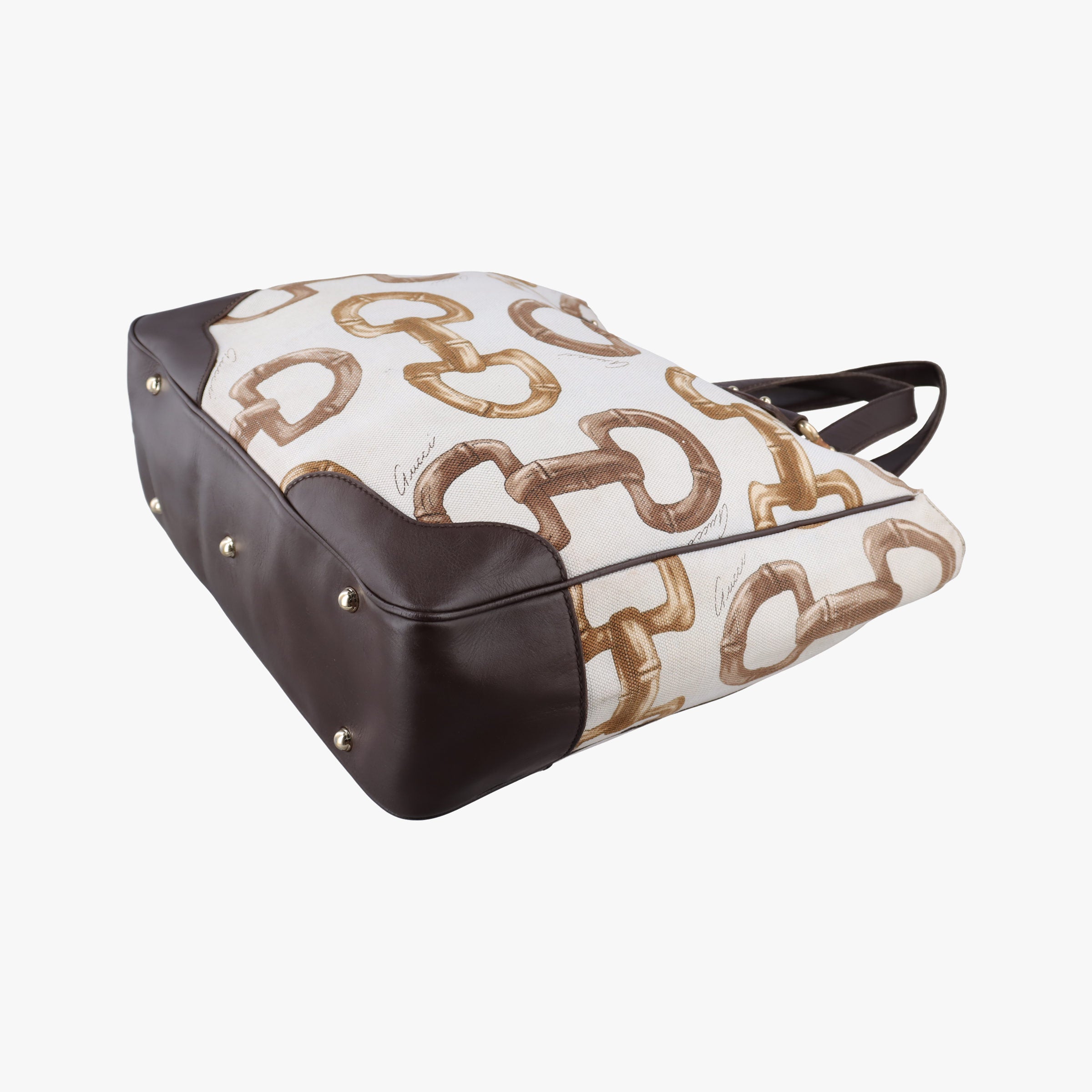 Pre-owned Gucci Horsebit Print White x Multicolor canvas×leather 154375 handbag | stylenewstar