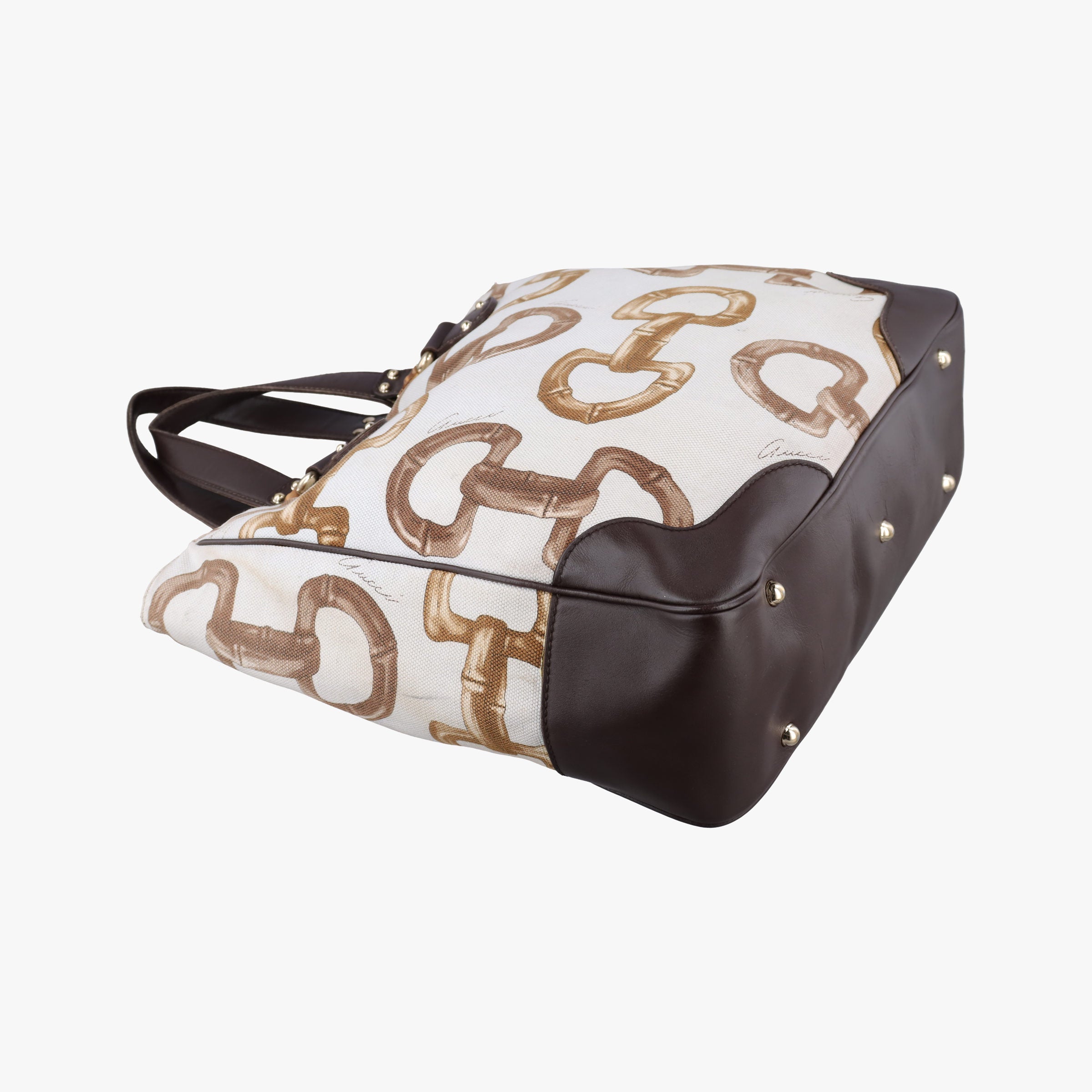 Pre-owned Gucci Horsebit Print White x Multicolor canvas×leather 154375 handbag | stylenewstar