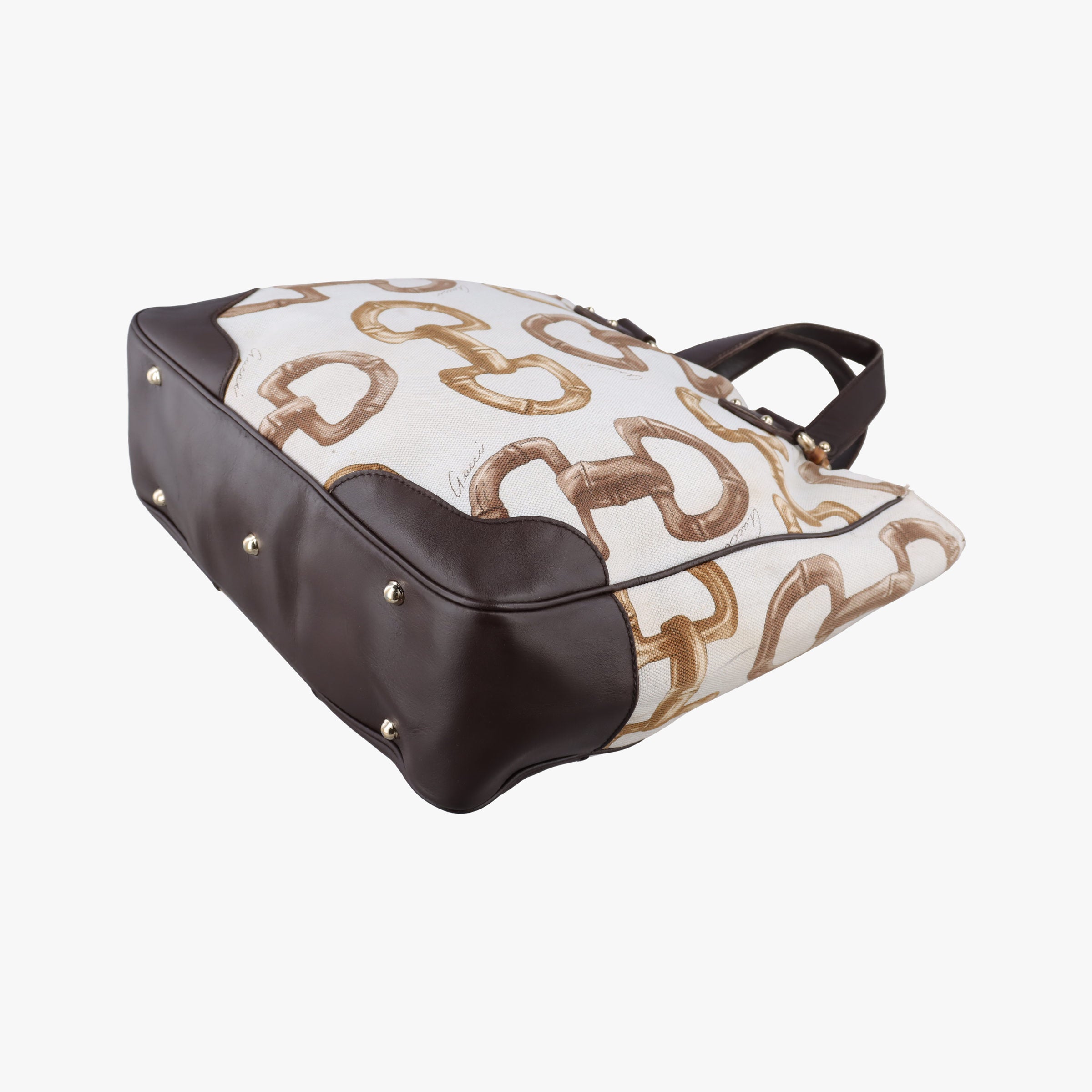 Pre-owned Gucci Horsebit Print White x Multicolor canvas×leather 154375 handbag | stylenewstar