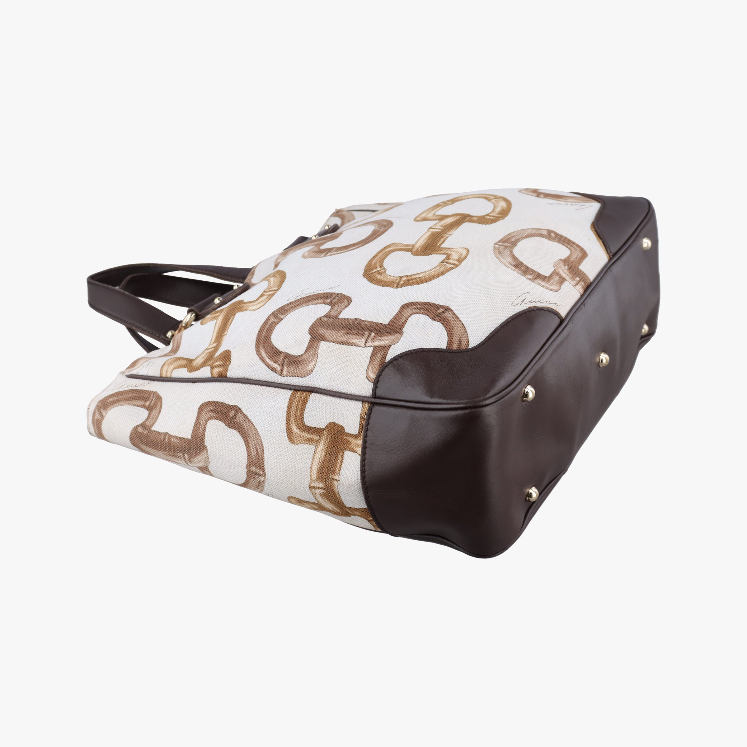 Pre-owned Gucci Horsebit Print White x Multicolor canvas×leather 154375 handbag | stylenewstar