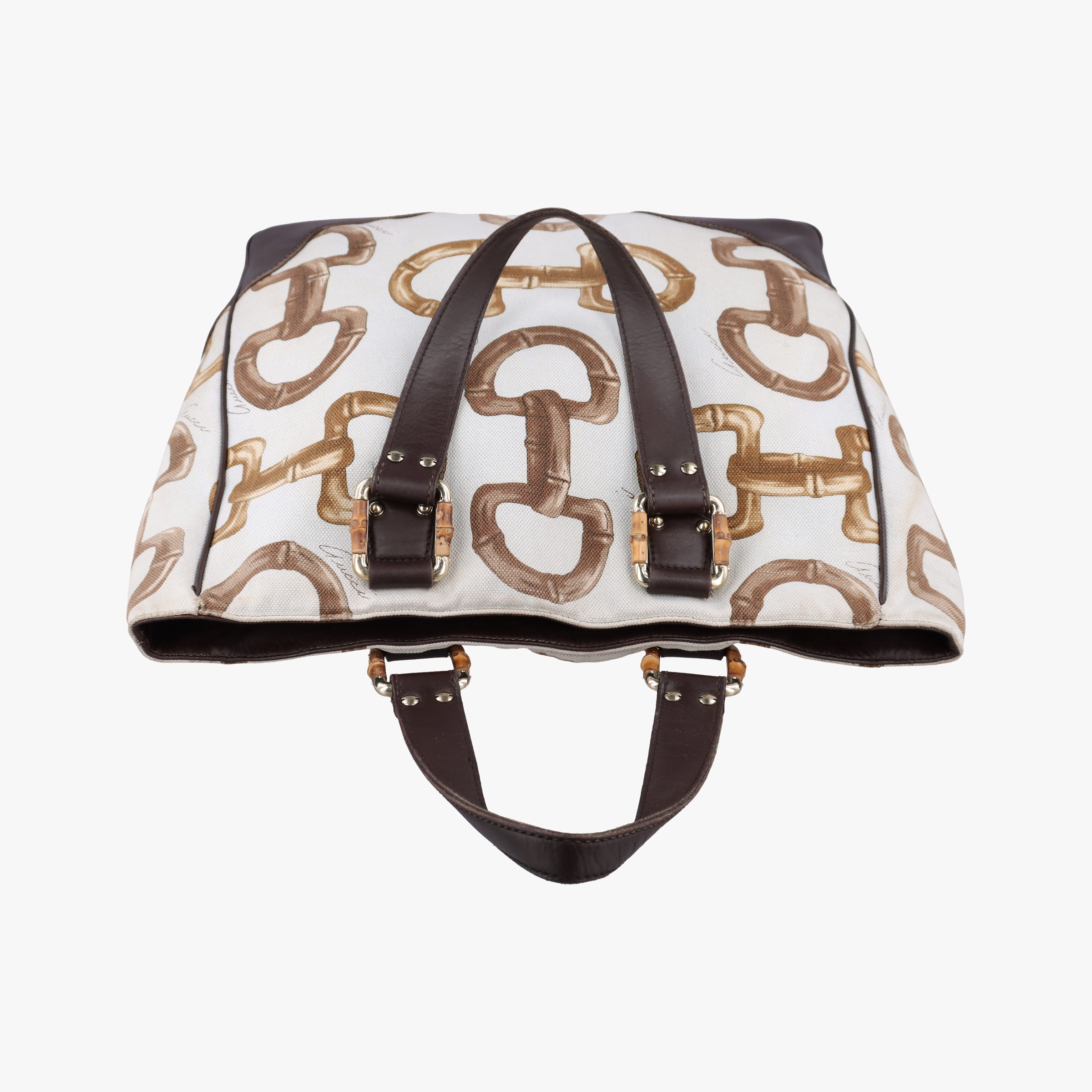 Pre-owned Gucci Horsebit Print White x Multicolor canvas×leather 154375 handbag | stylenewstar