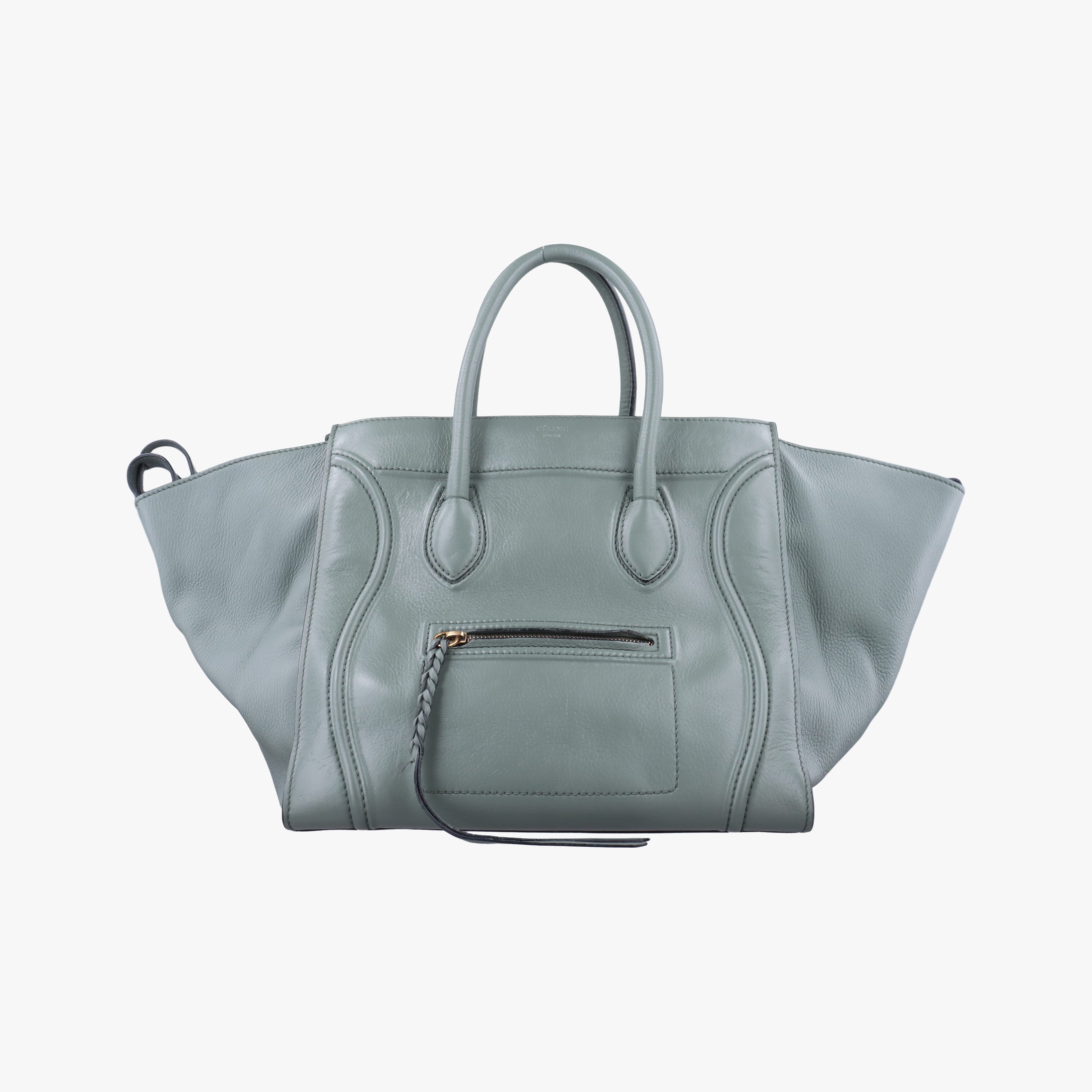 Pre-owned Celine Luggage Small Square Phantom Green Leather  handbag | stylenewstar