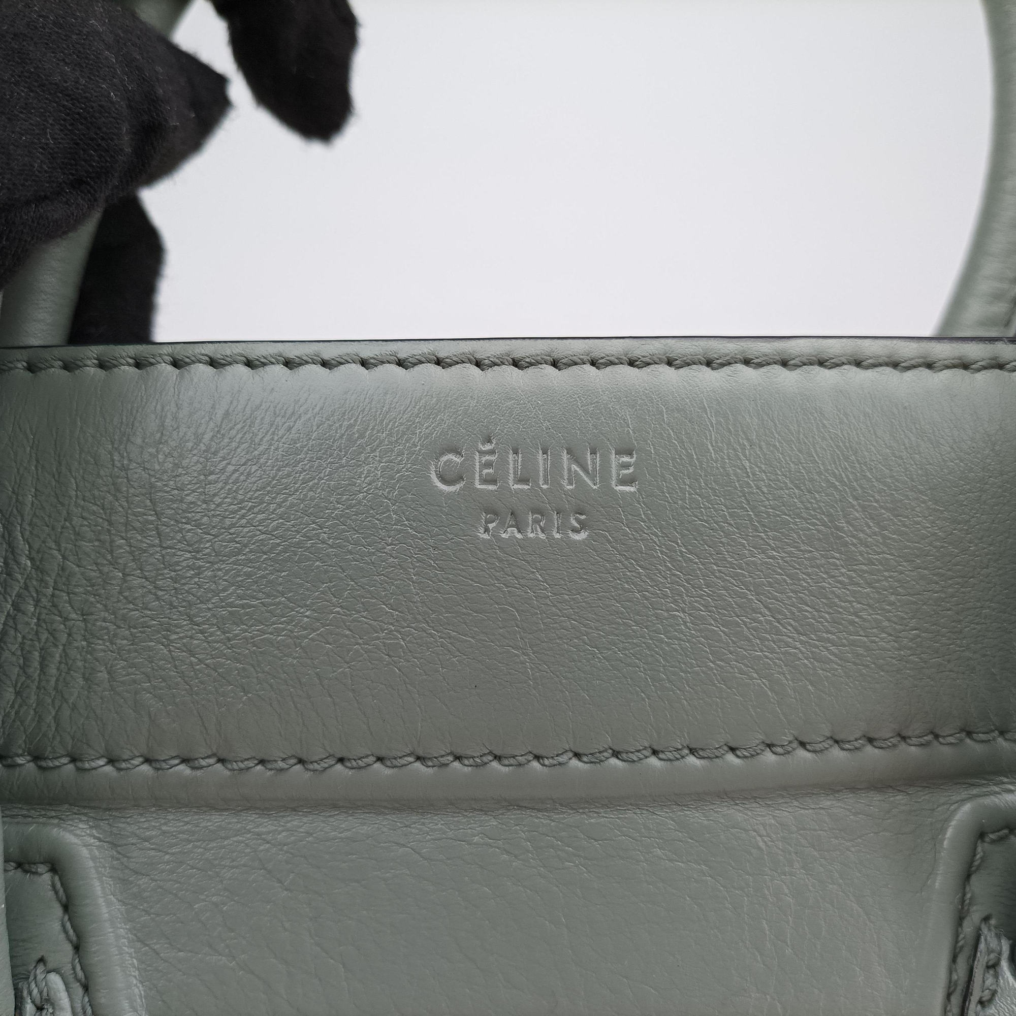 Pre-owned Celine Luggage Small Square Phantom Green Leather  handbag | stylenewstar