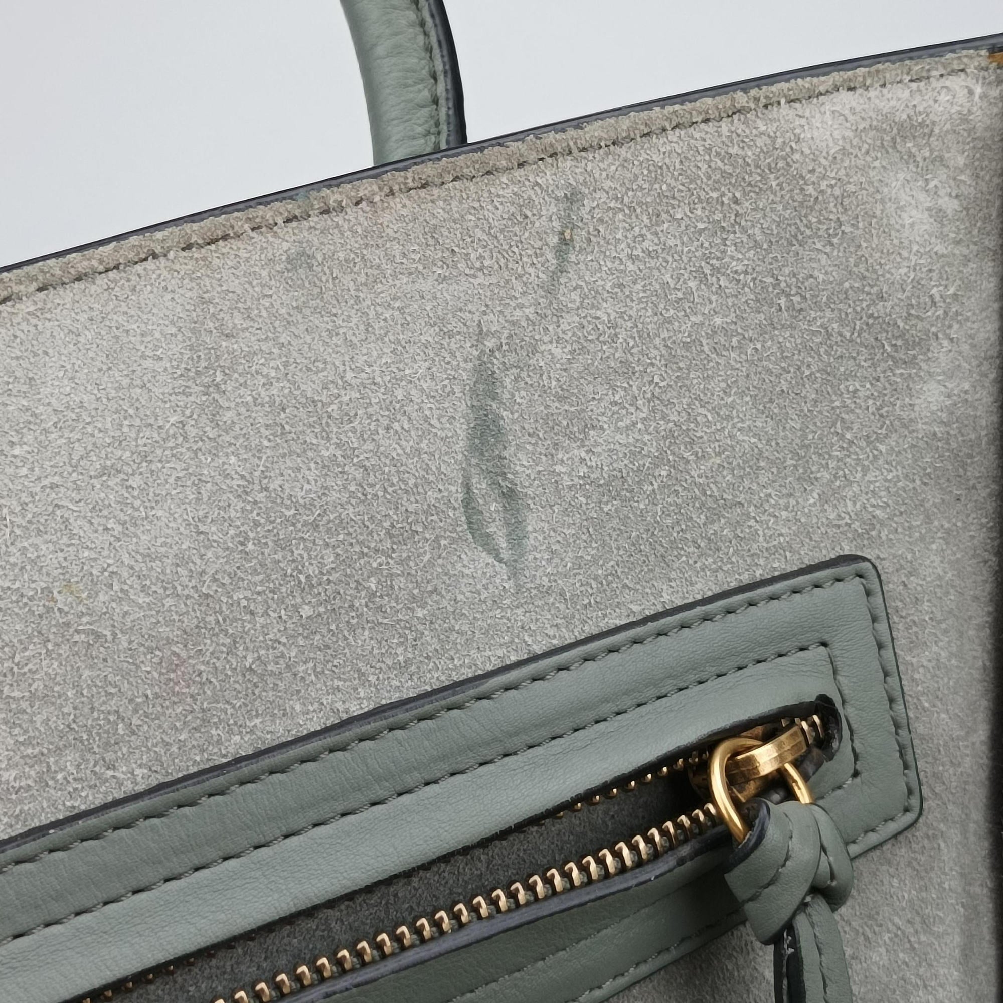 Pre-owned Celine Luggage Small Square Phantom Green Leather  handbag | stylenewstar