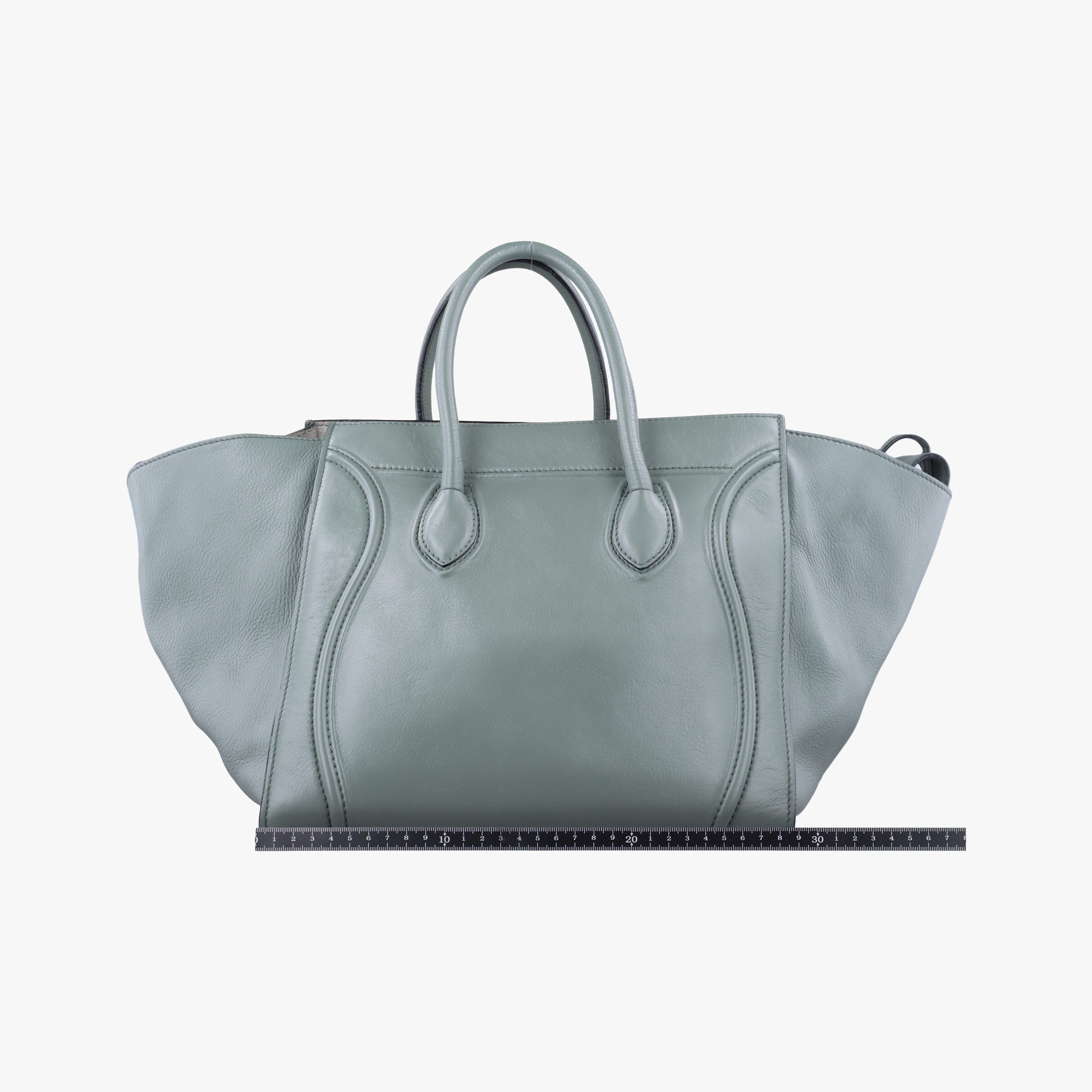 Pre-owned Celine Luggage Small Square Phantom Green Leather  handbag | stylenewstar