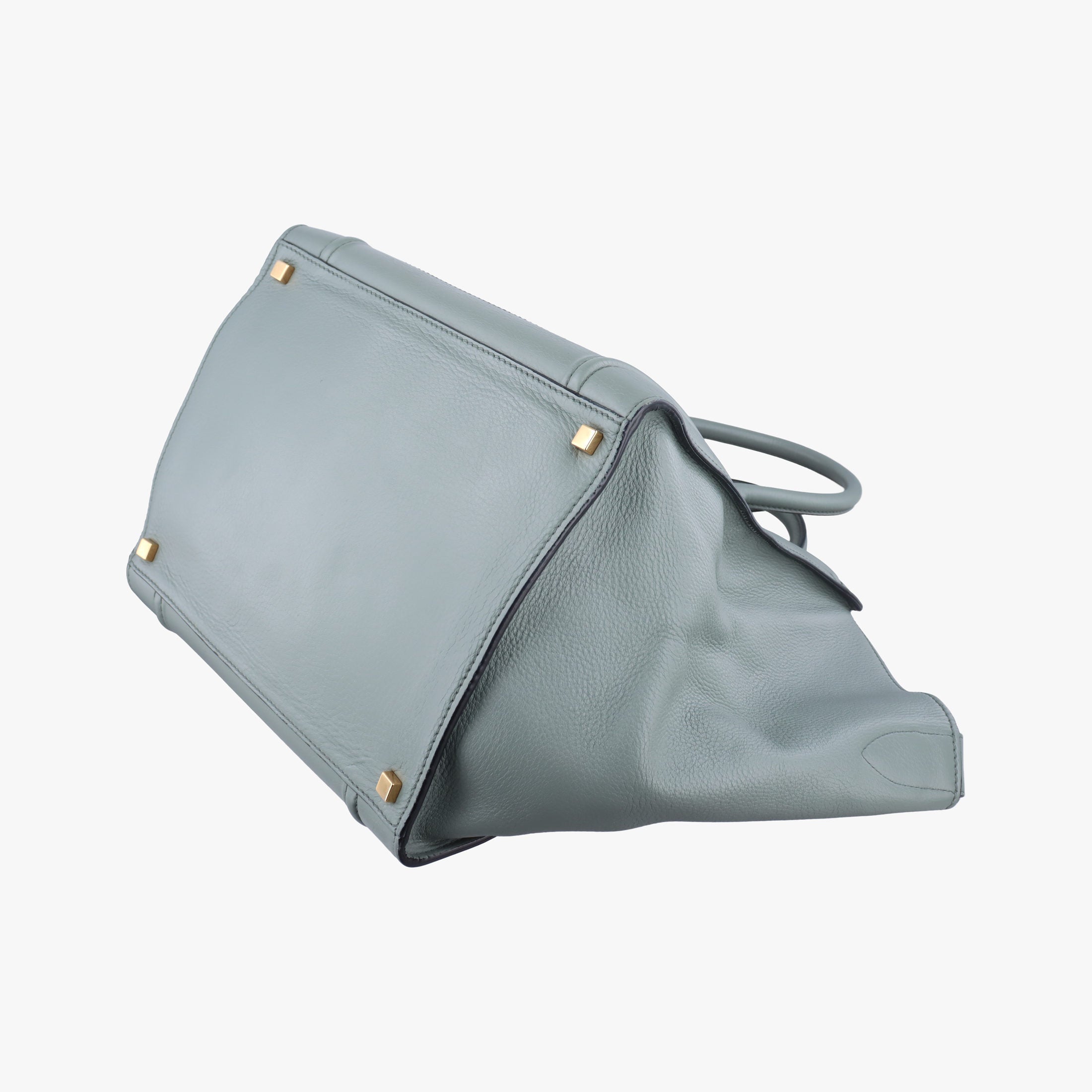 Pre-owned Celine Luggage Small Square Phantom Green Leather  handbag | stylenewstar