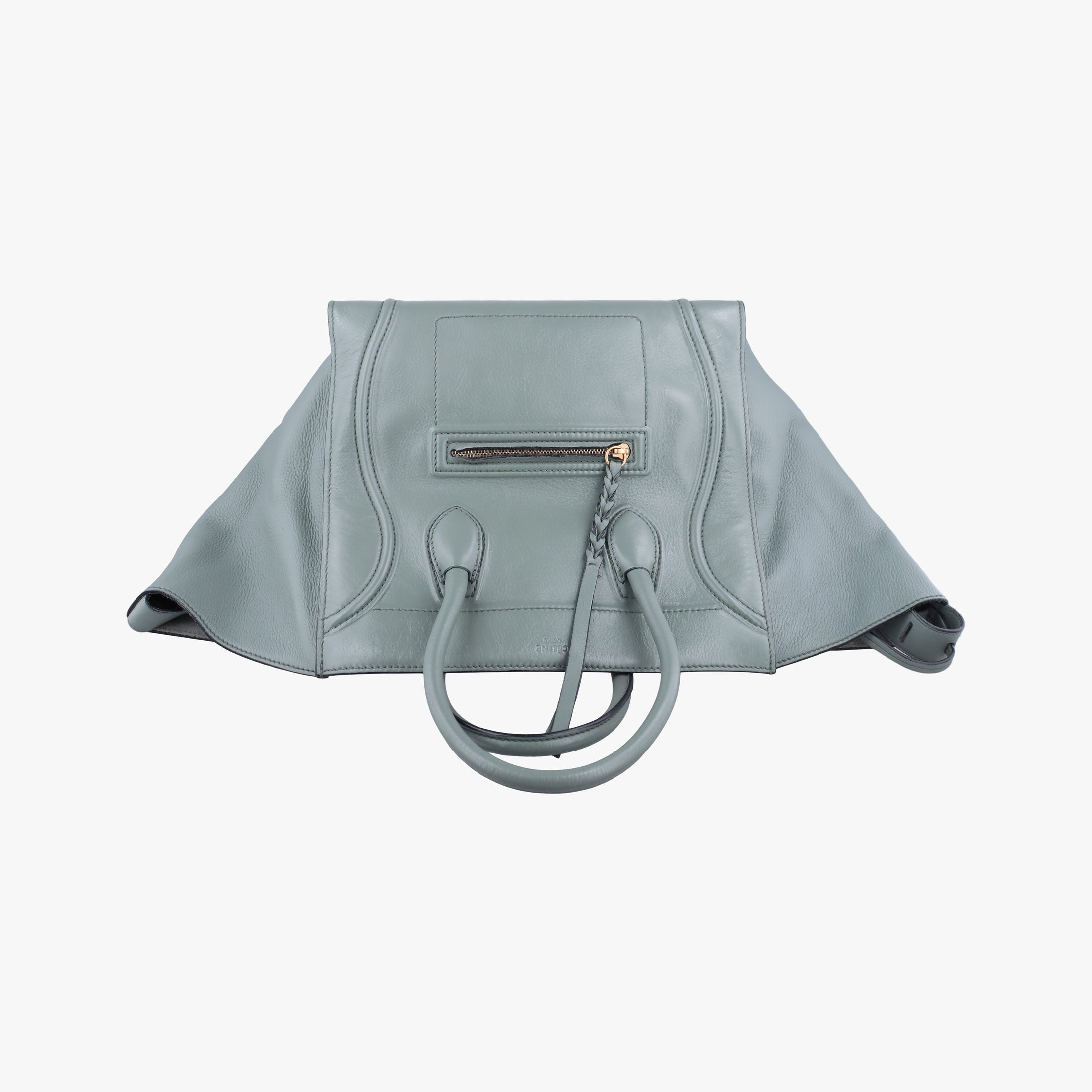 Pre-owned Celine Luggage Small Square Phantom Green Leather  handbag | stylenewstar