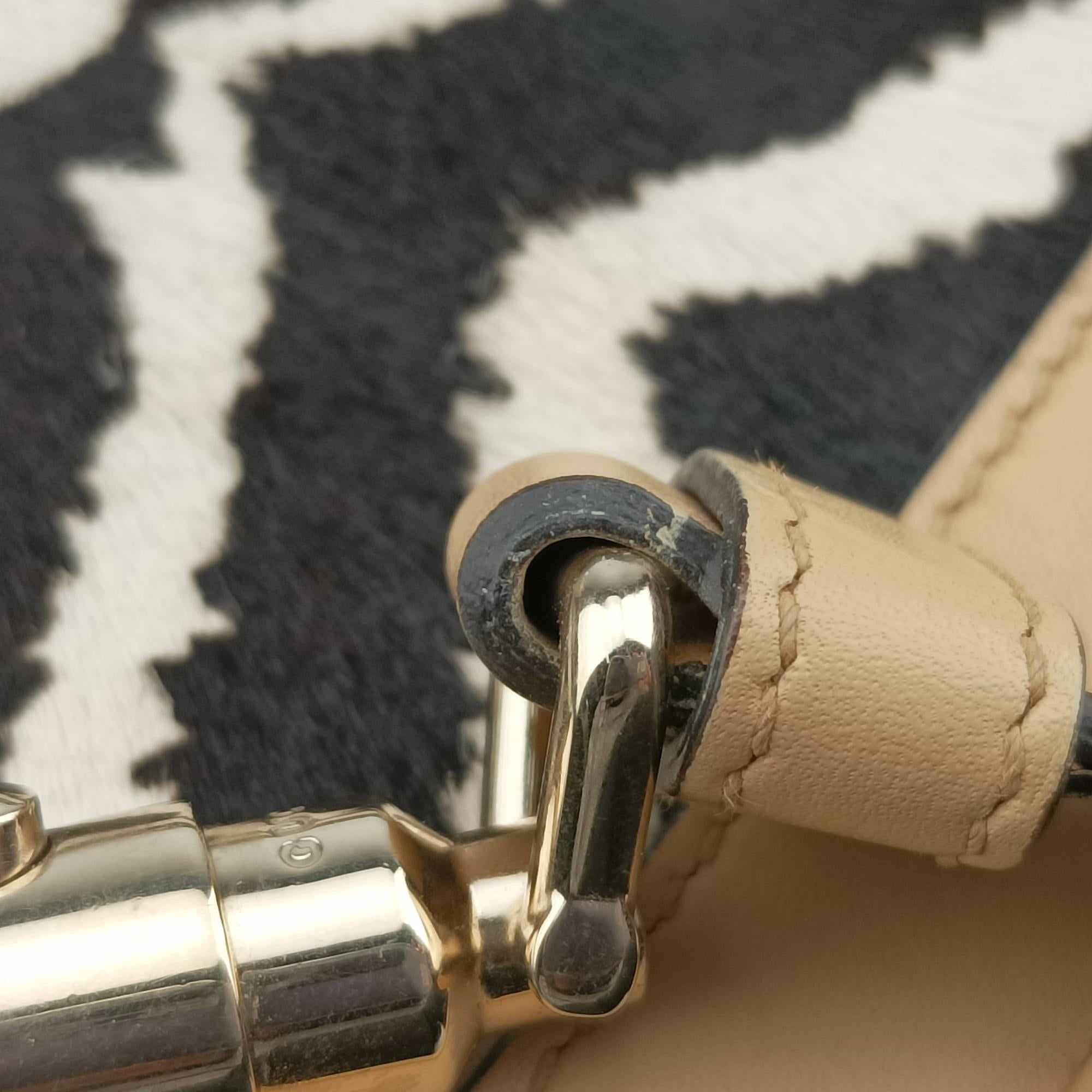 Pre-owned Gucci Broadway beige×Multicolour ponyhair×leather 283061 shoulderbag | stylenewstar