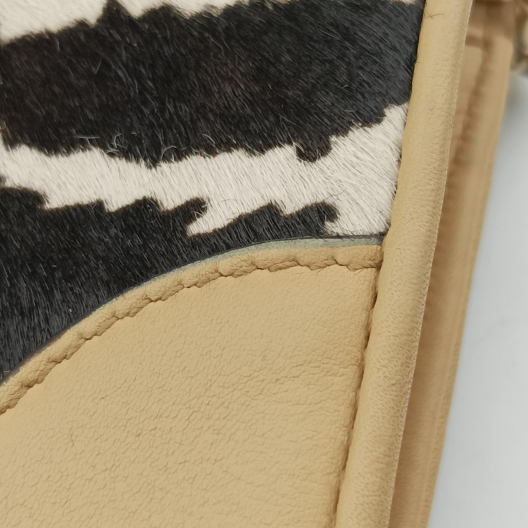 Pre-owned Gucci Broadway beige×Multicolour ponyhair×leather 283061 shoulderbag | stylenewstar