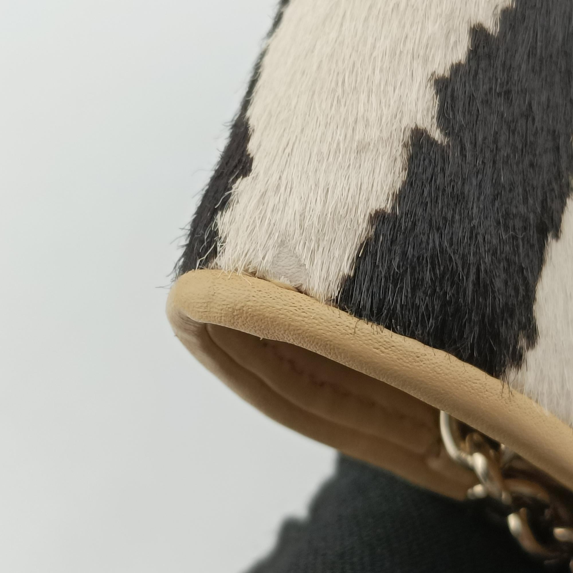 Pre-owned Gucci Broadway beige×Multicolour ponyhair×leather 283061 shoulderbag | stylenewstar