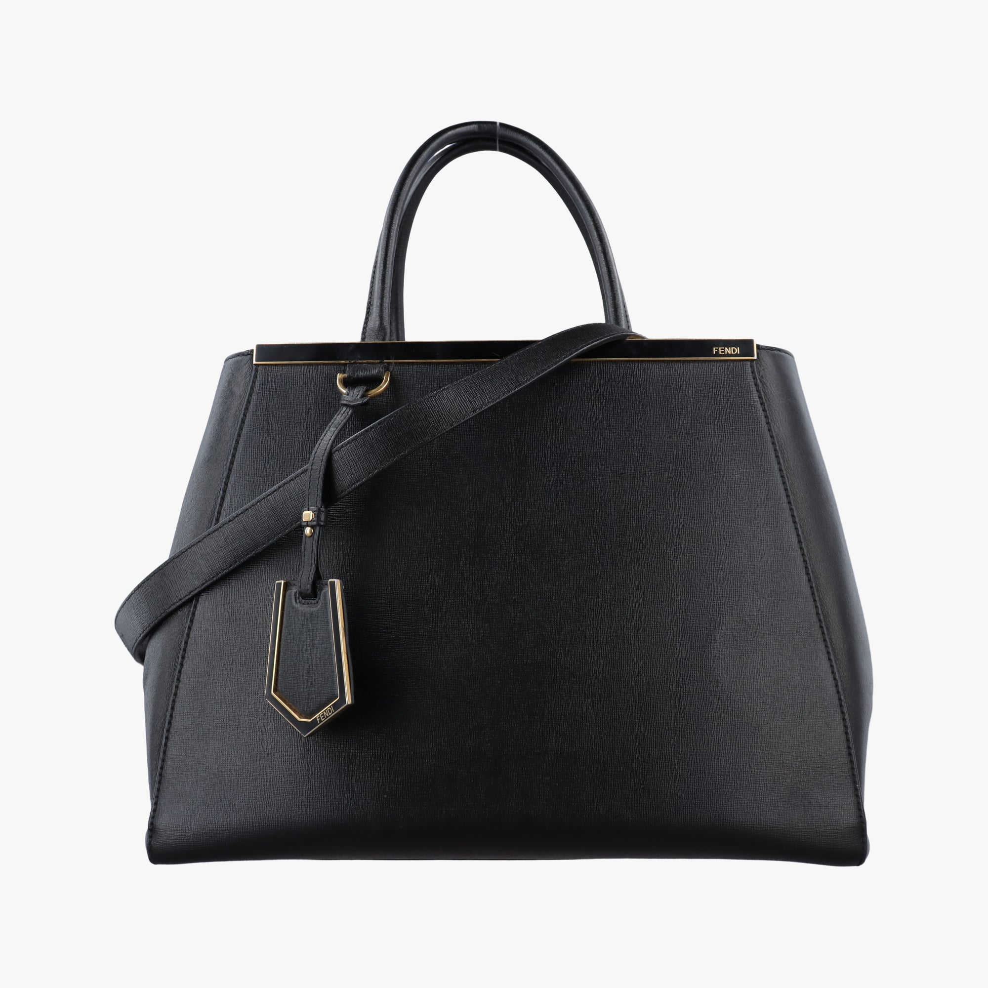 Pre-owned Fendi 2 JOURS Black Leather 8BH250 shoulderbag | stylenewstar
