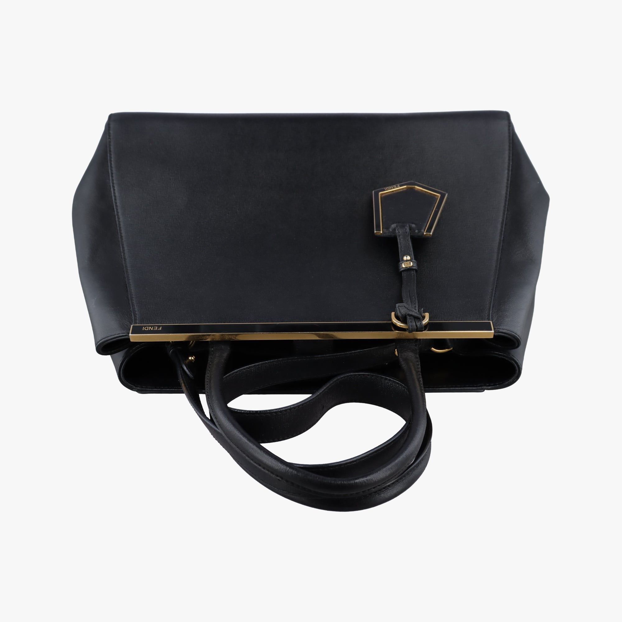 Pre-owned Fendi 2 JOURS Black Leather 8BH250 shoulderbag | stylenewstar