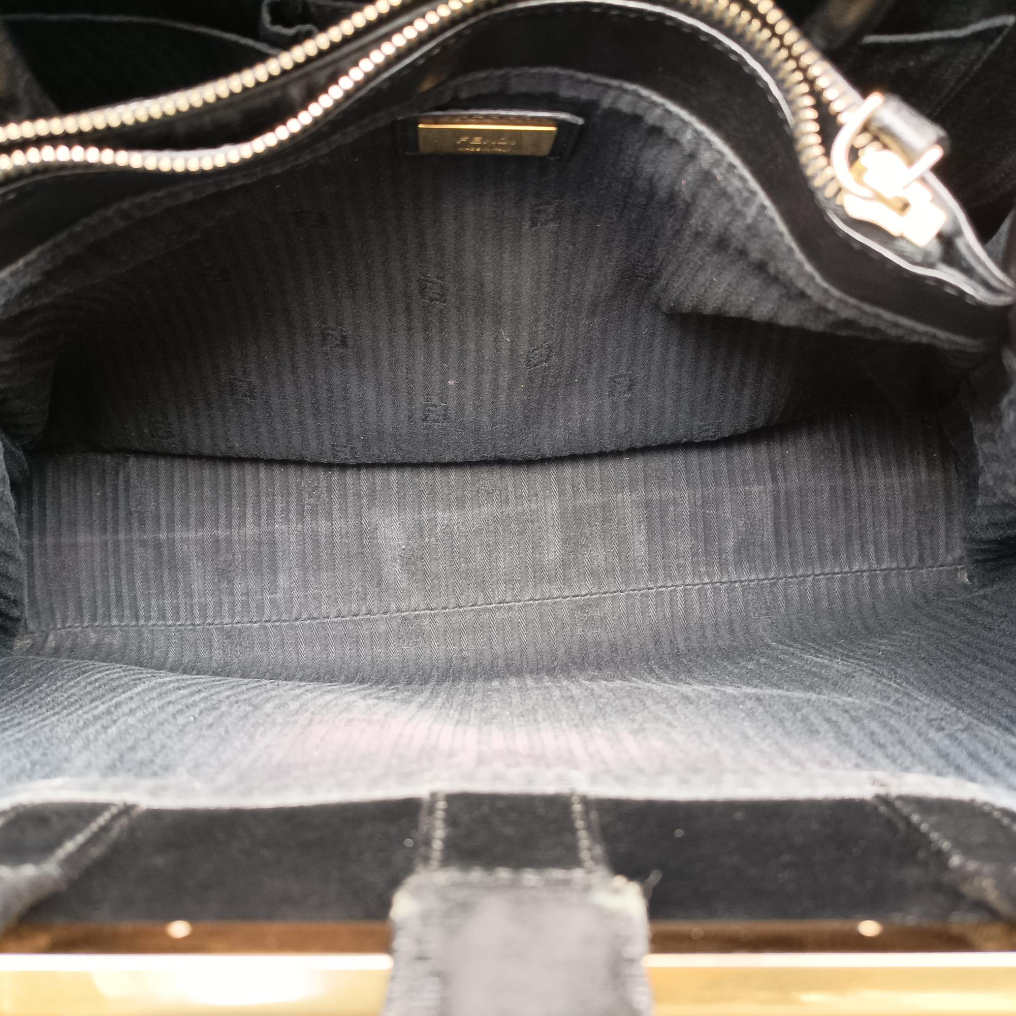 Pre-owned Fendi 2 JOURS Black Leather 8BH250 shoulderbag | stylenewstar